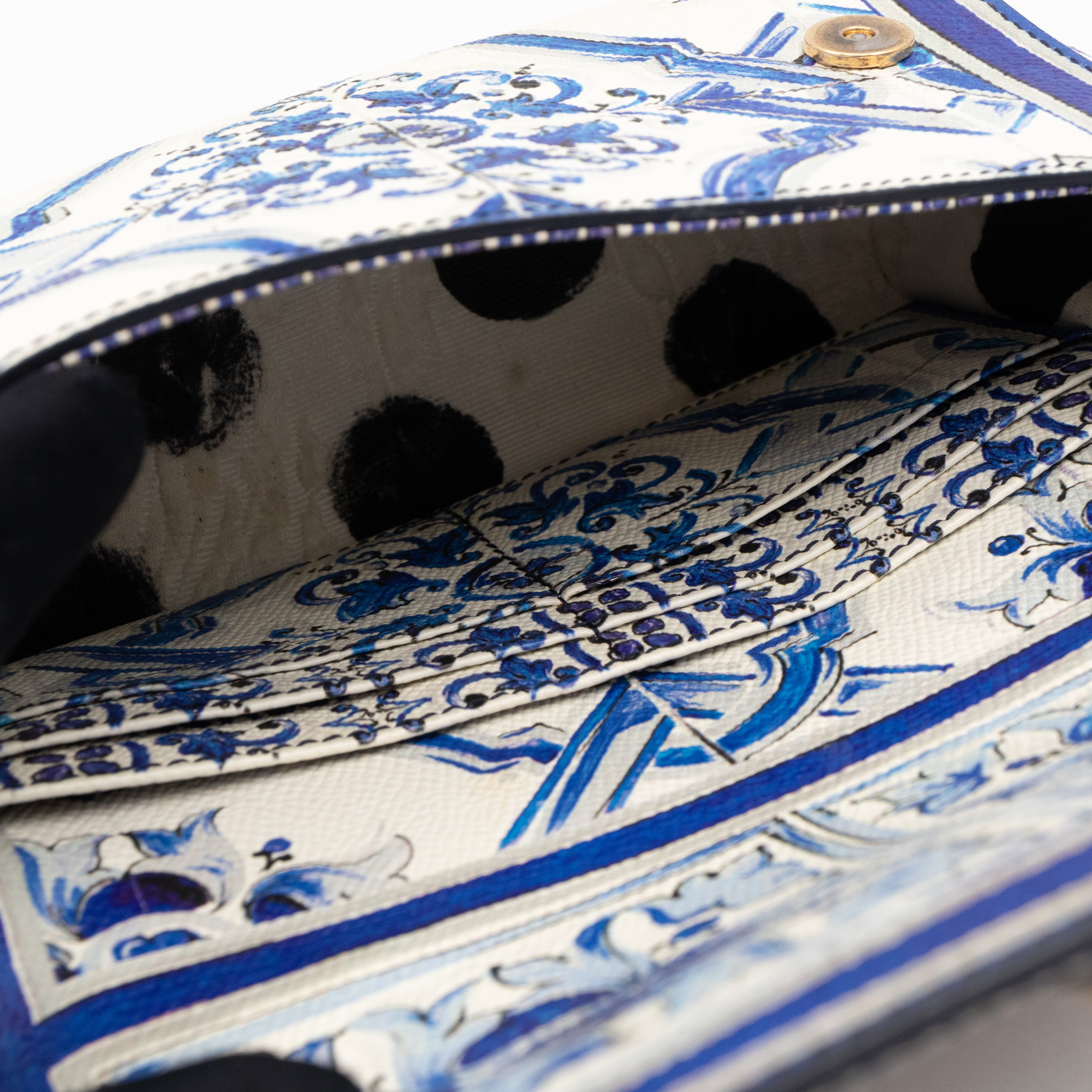 Miss Sicily Mini Blue Majolica Print Dauphine Leather