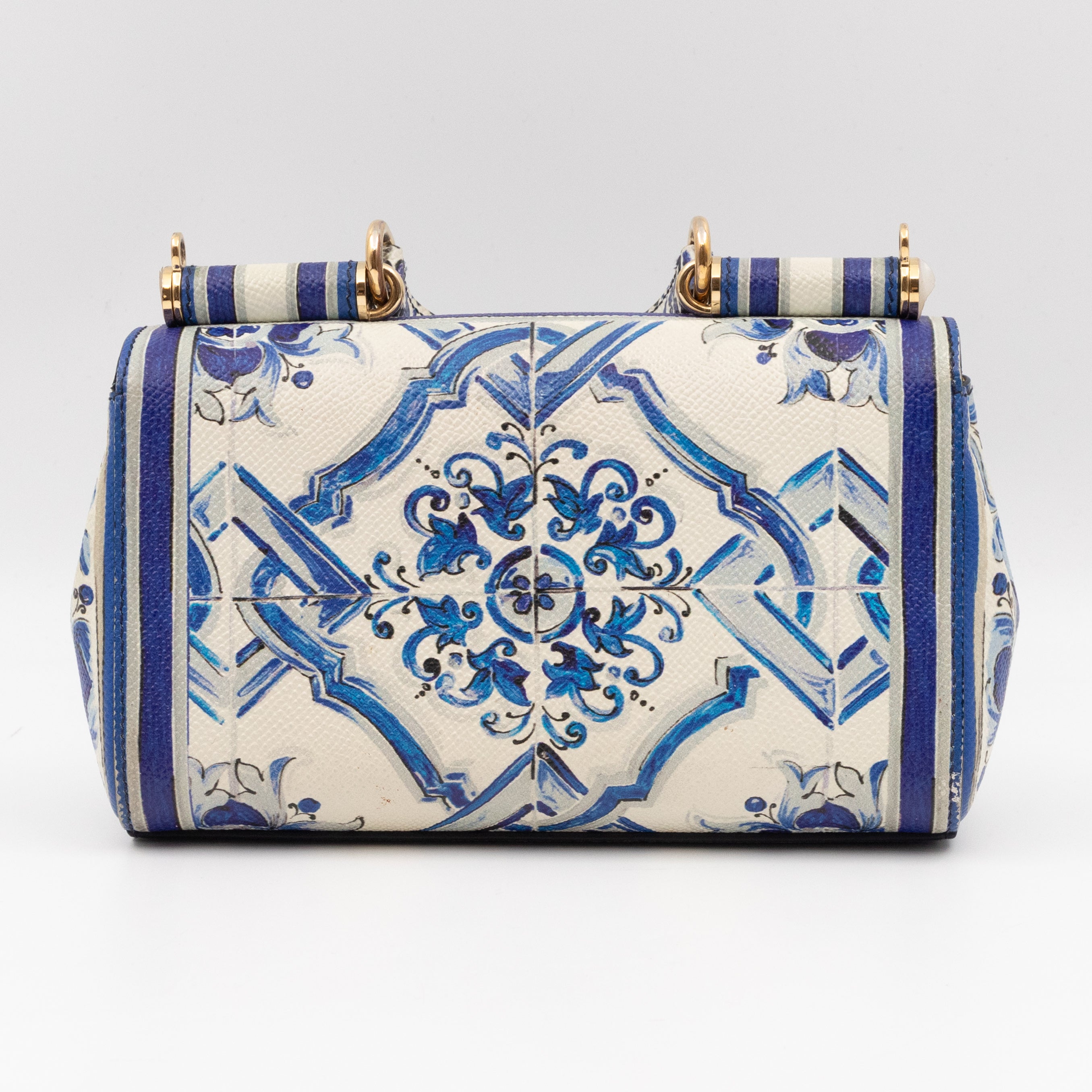 Miss Sicily Mini Blue Majolica Print Dauphine Leather