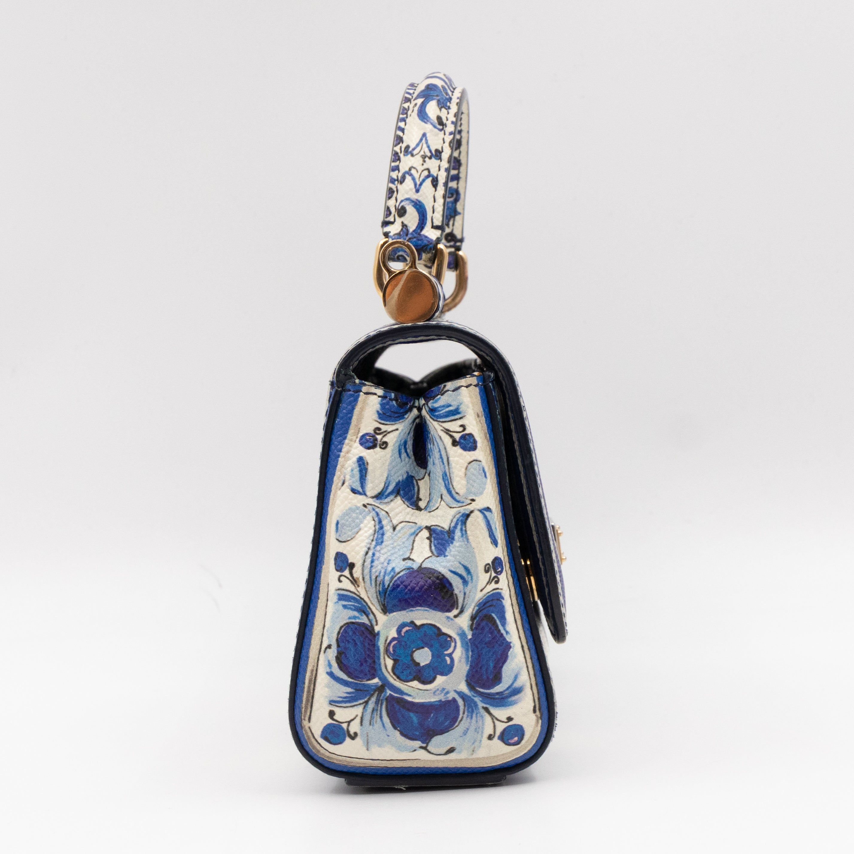 Miss Sicily Mini Blue Majolica Print Dauphine Leather