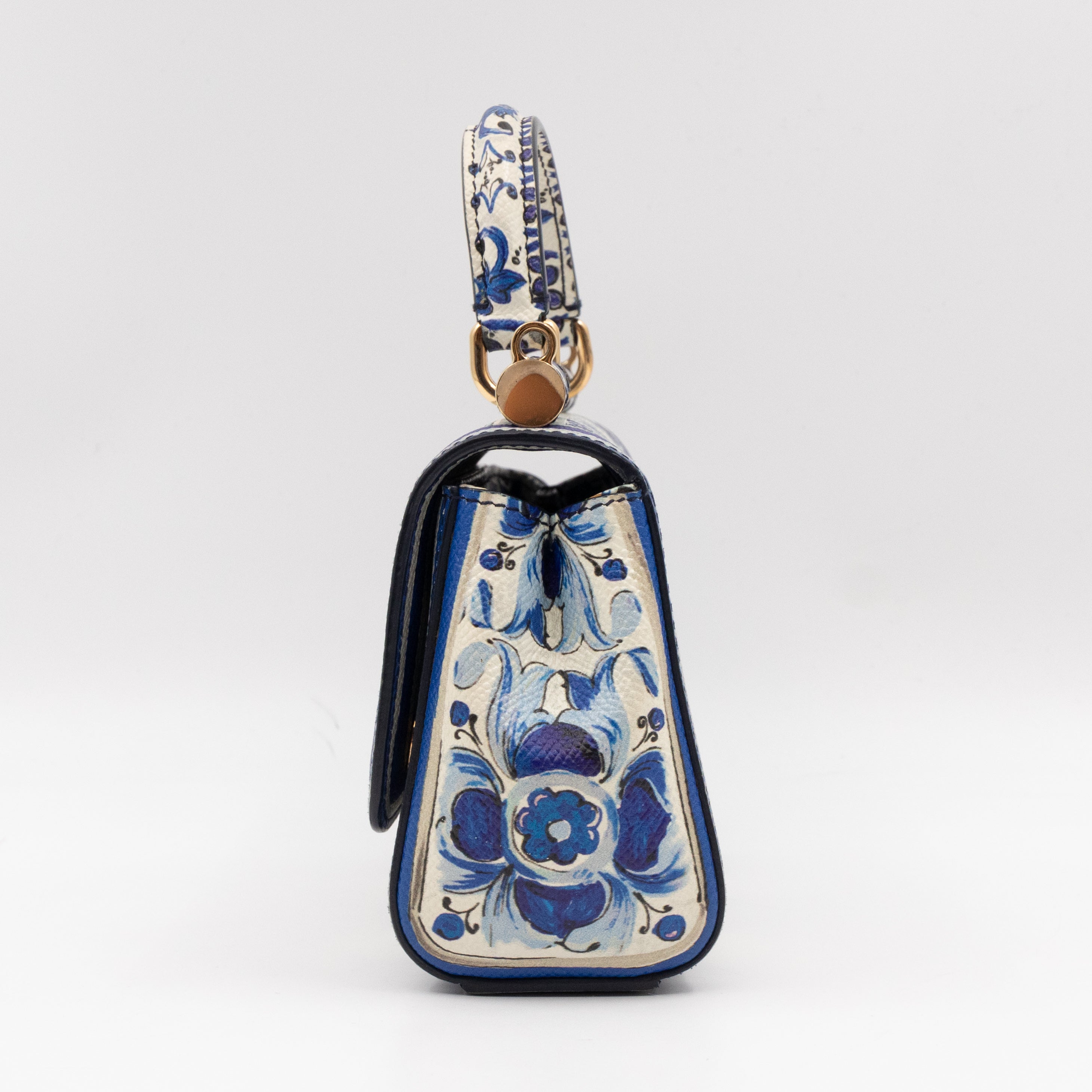 Miss Sicily Mini Blue Majolica Print Dauphine Leather