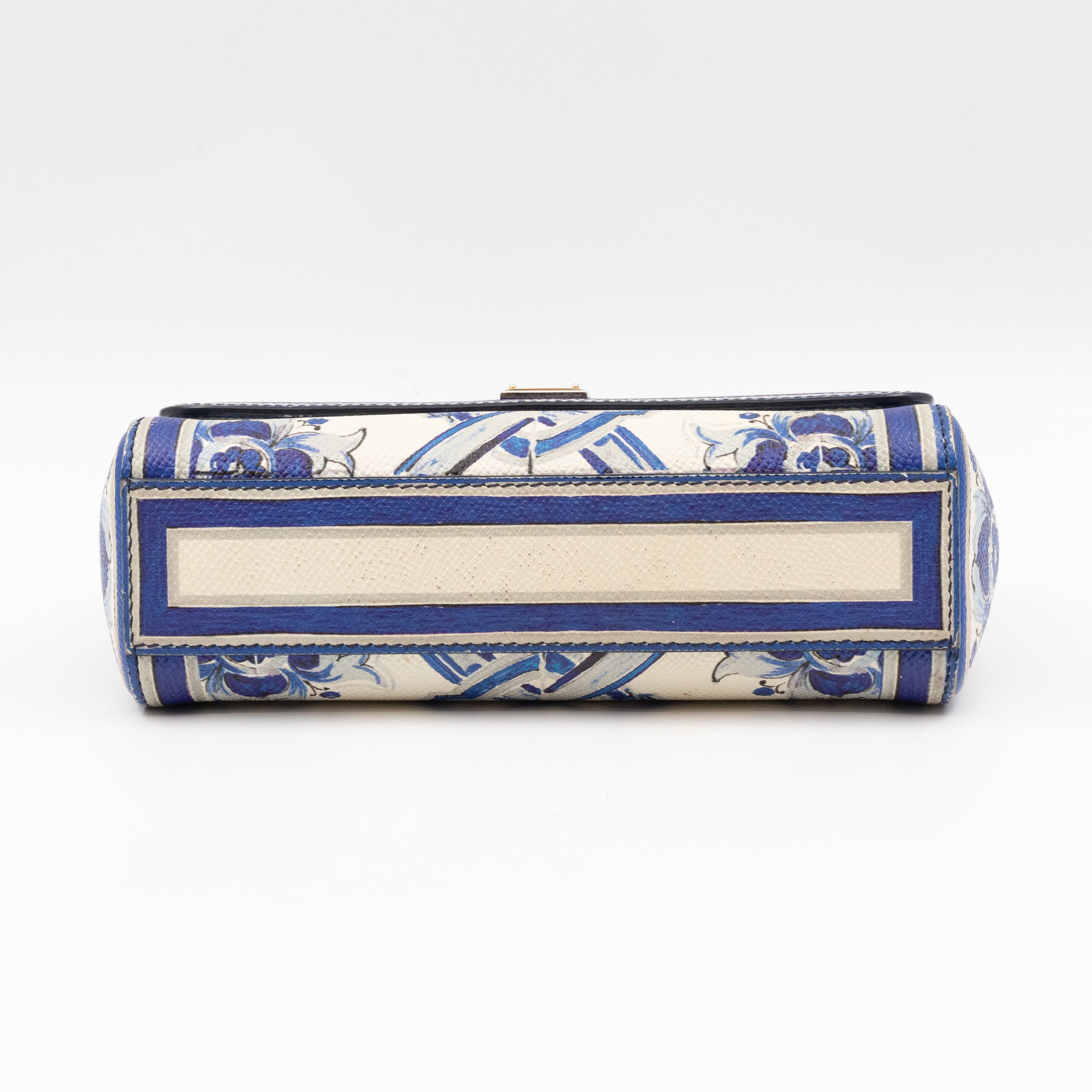 Miss Sicily Mini Blue Majolica Print Dauphine Leather