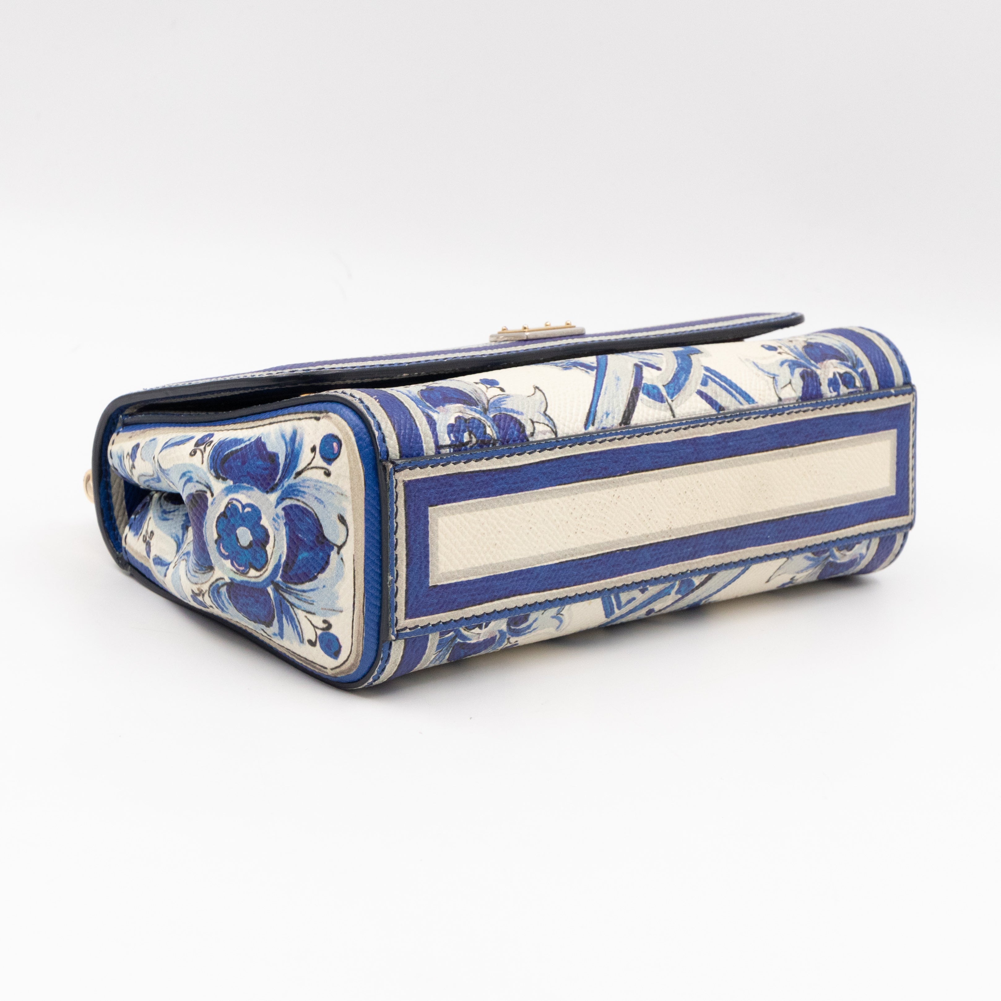 Miss Sicily Mini Blue Majolica Print Dauphine Leather