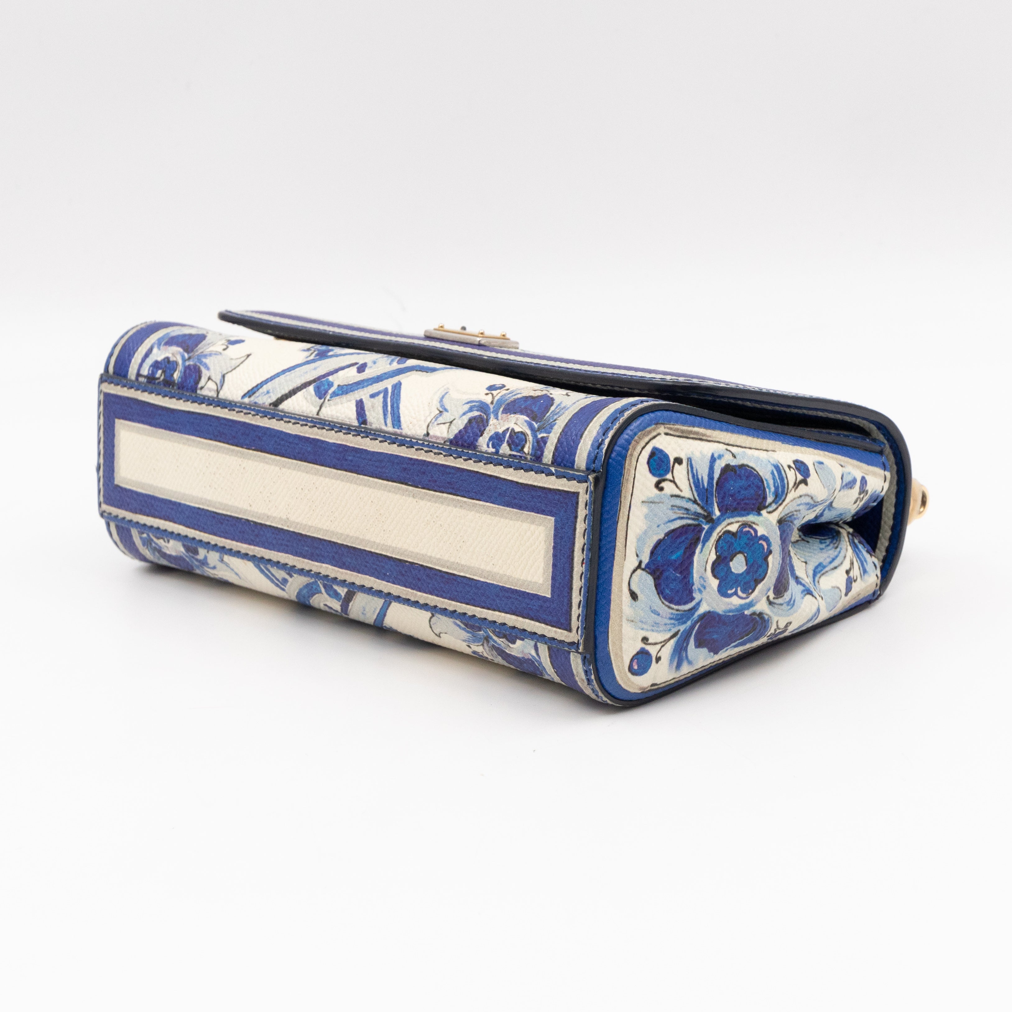 Miss Sicily Mini Blue Majolica Print Dauphine Leather