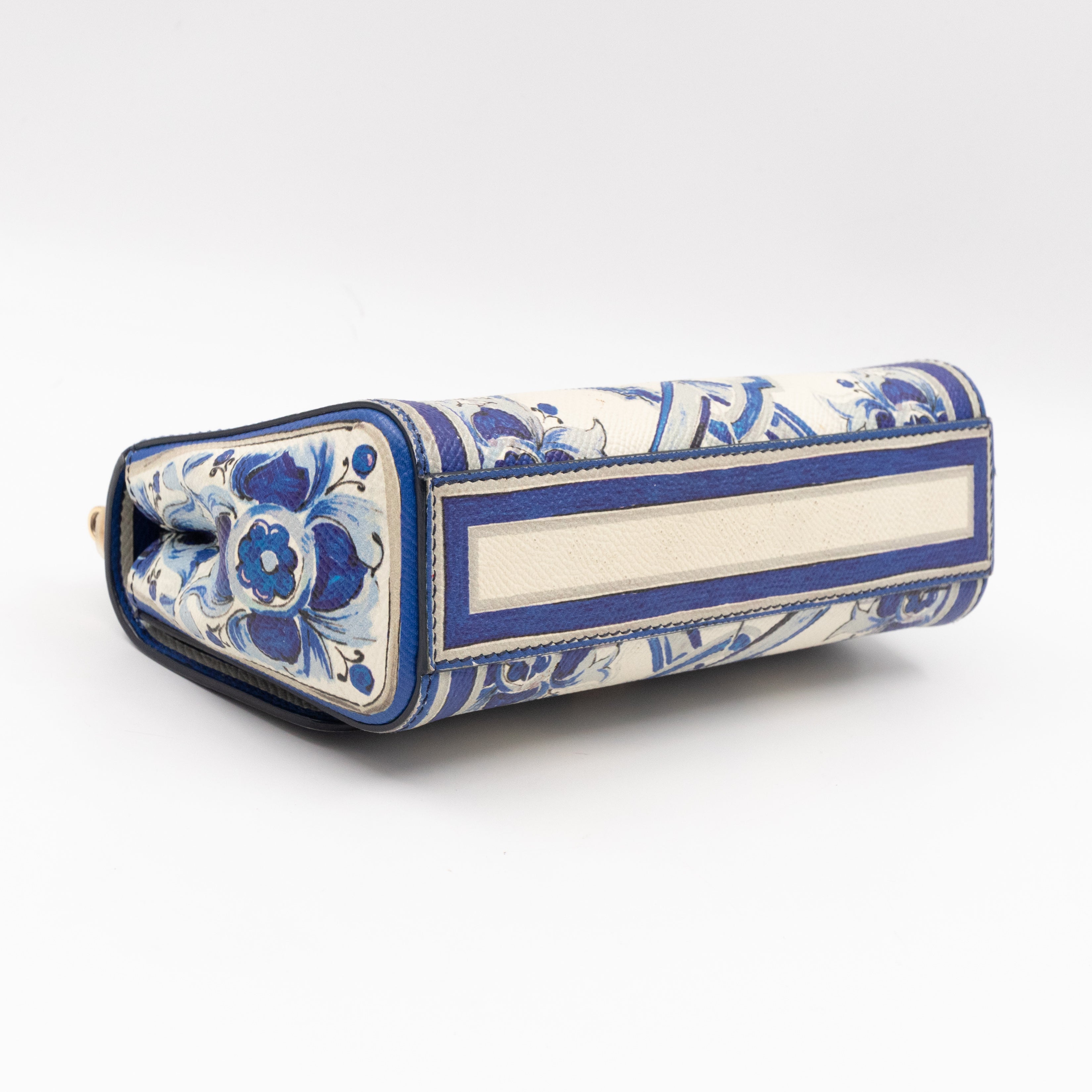 Miss Sicily Mini Blue Majolica Print Dauphine Leather