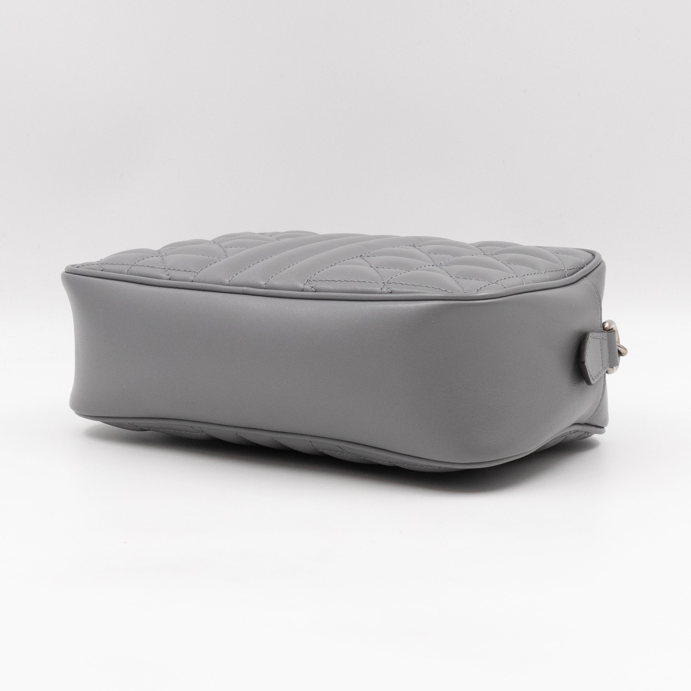 GG Marmont Small Deep Grey Matelasse Aria Leather