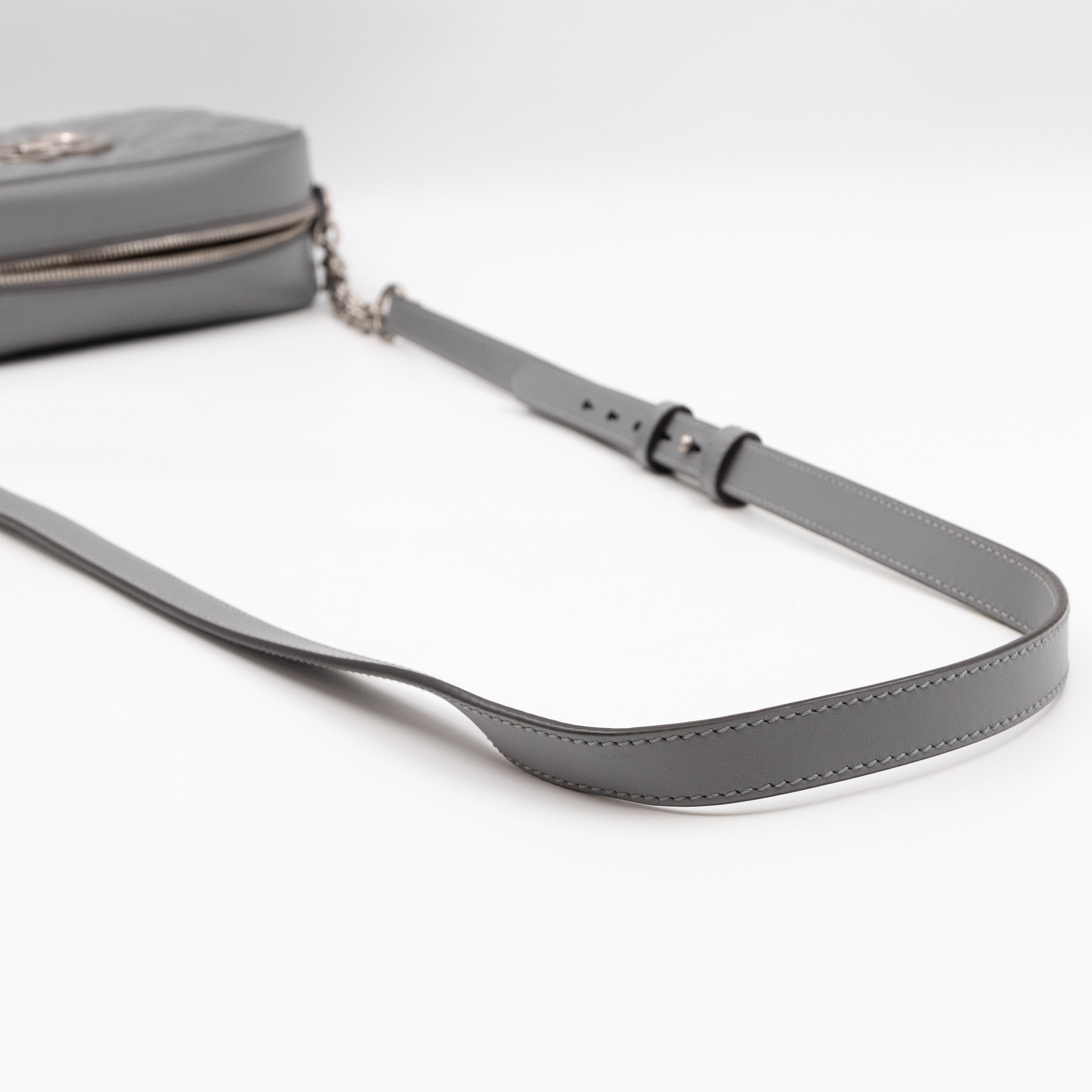 GG Marmont Small Deep Grey Matelasse Aria Leather