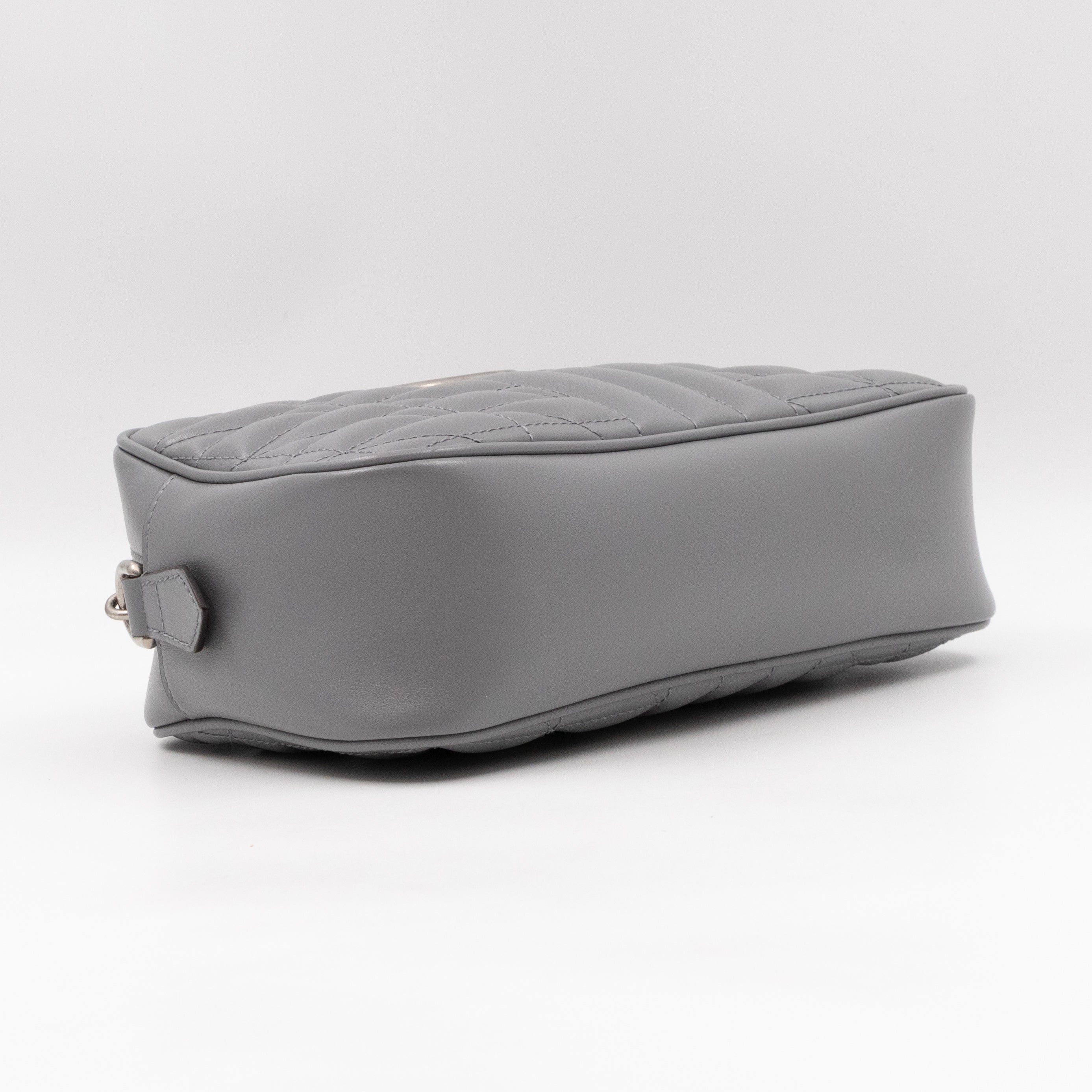 GG Marmont Small Deep Grey Matelasse Aria Leather
