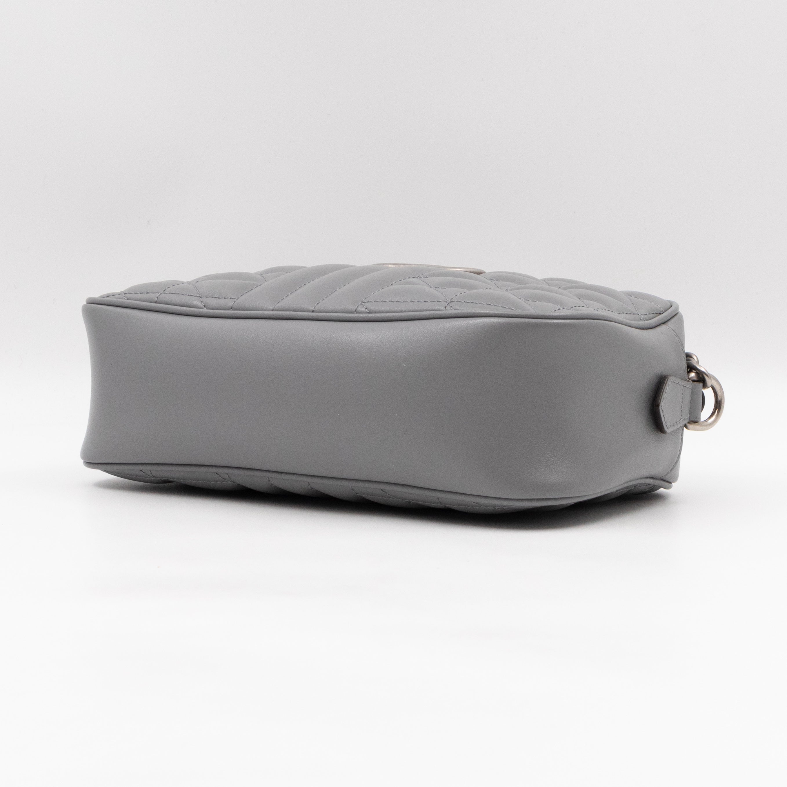 GG Marmont Small Deep Grey Matelasse Aria Leather