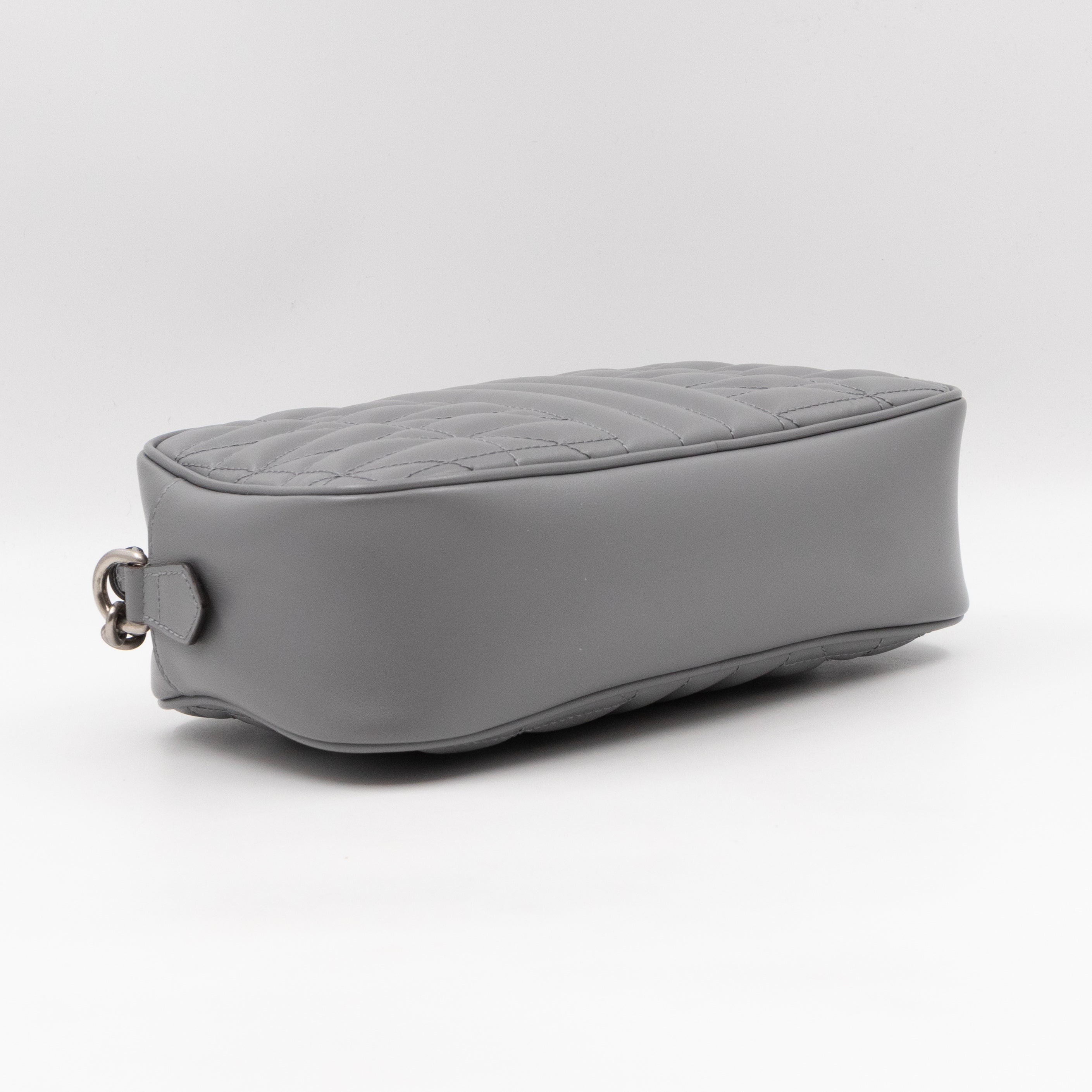 GG Marmont Small Deep Grey Matelasse Aria Leather