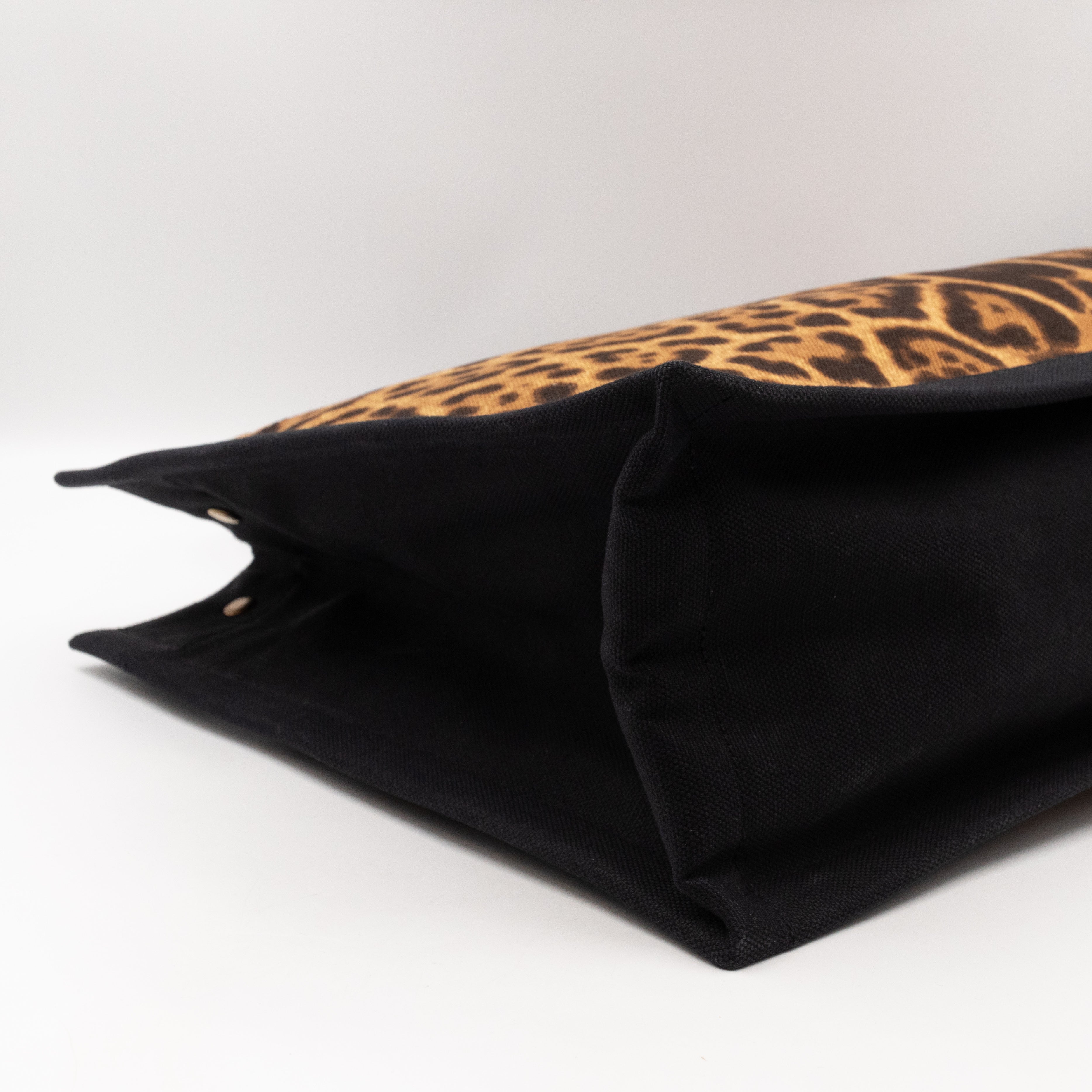 Rive Gauche Noe Tote Leopard Print Canvas