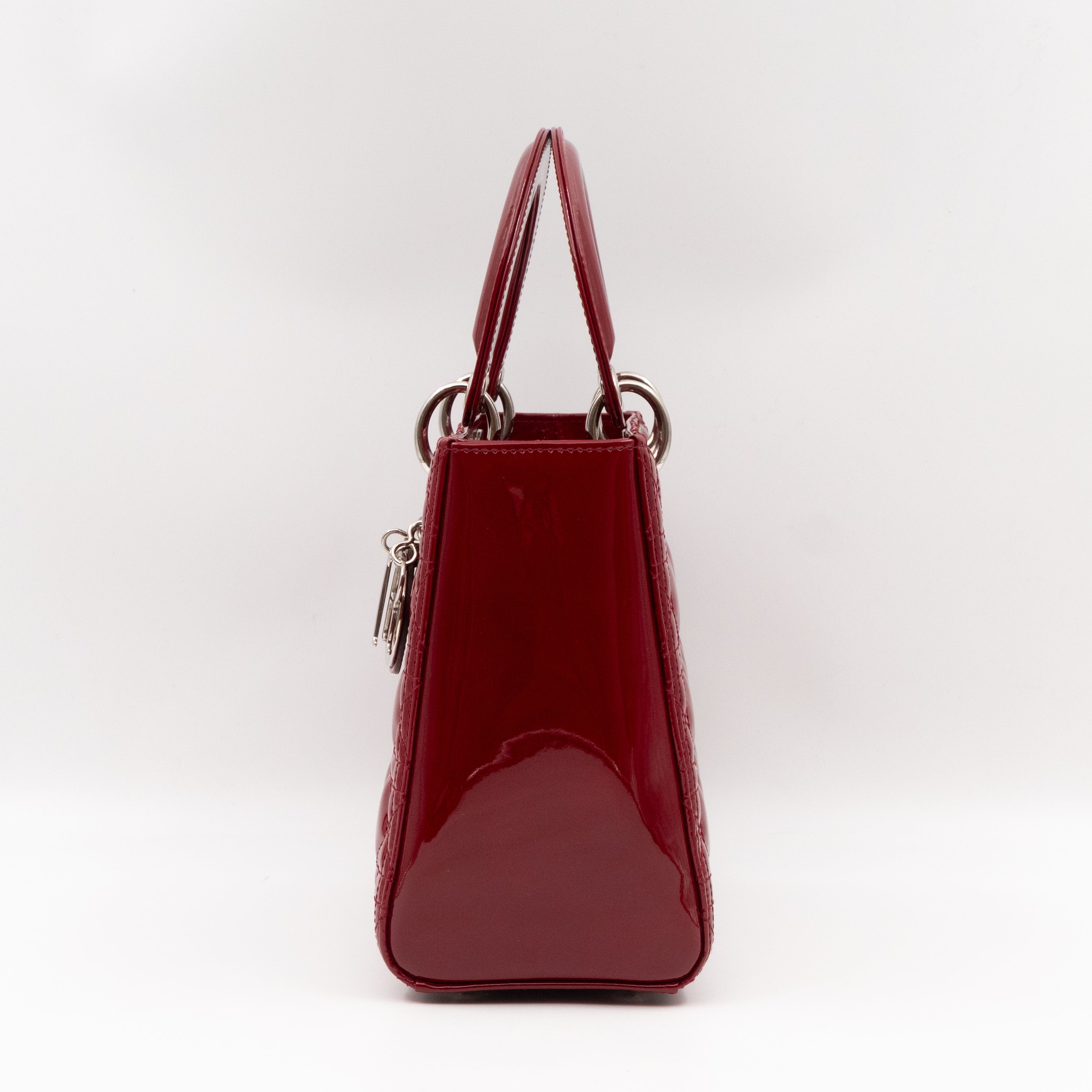 Lady Dior Medium Dark Red Patent Leather