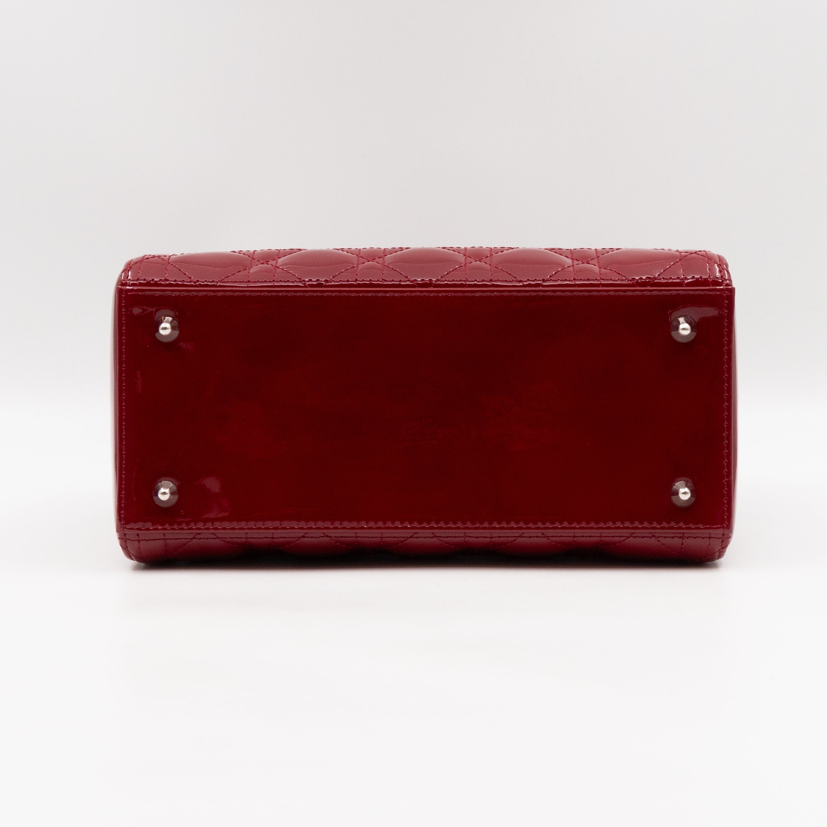 Lady Dior Medium Dark Red Patent Leather