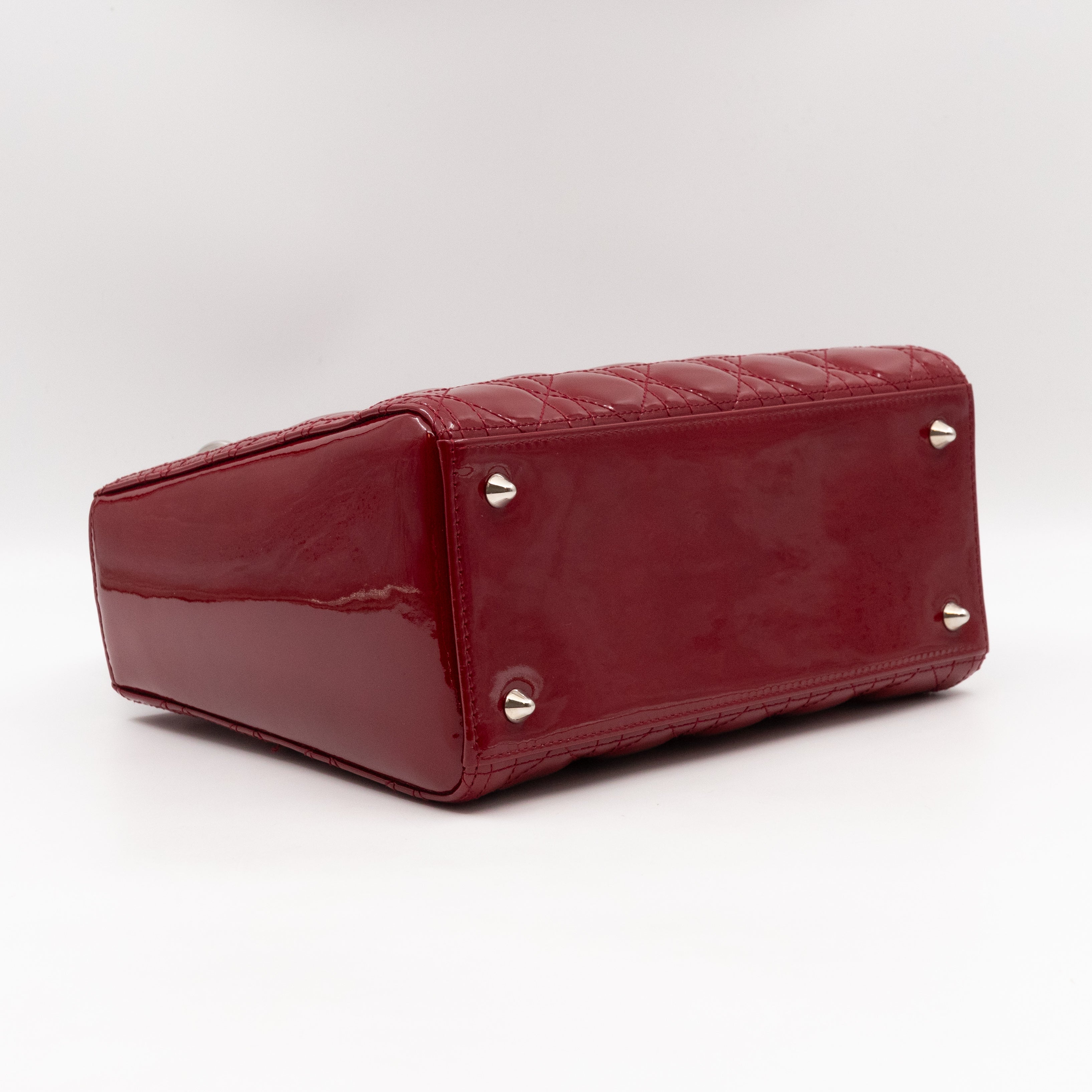 Lady Dior Medium Dark Red Patent Leather