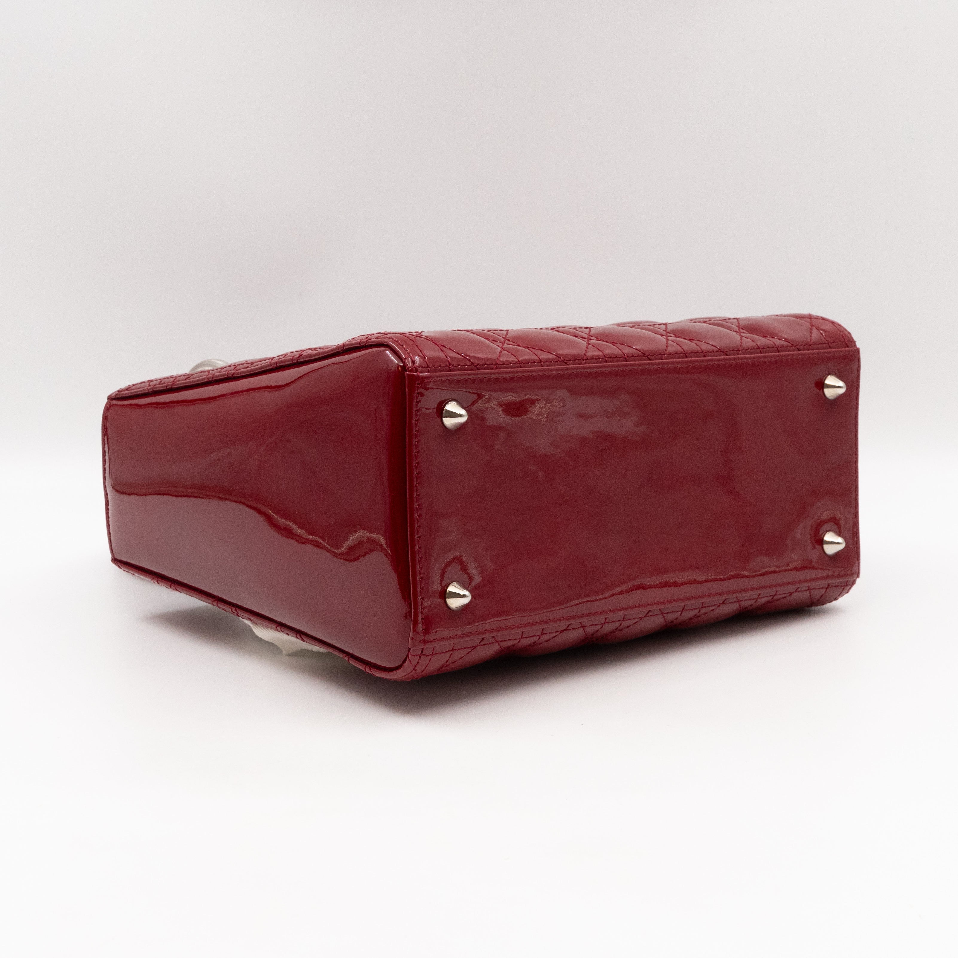 Lady Dior Medium Dark Red Patent Leather