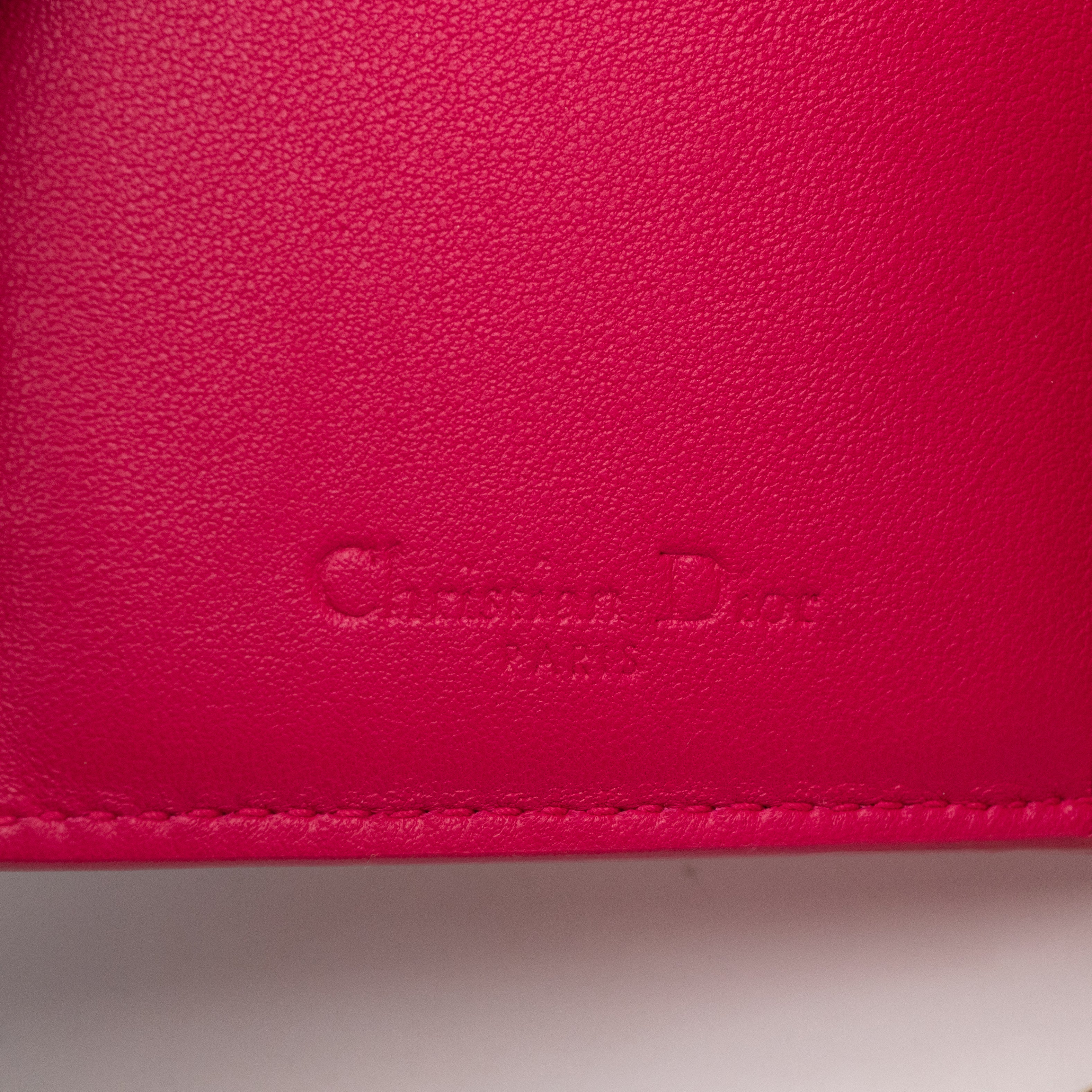 Lady Dior Compact Wallet Pink Cannage Leather