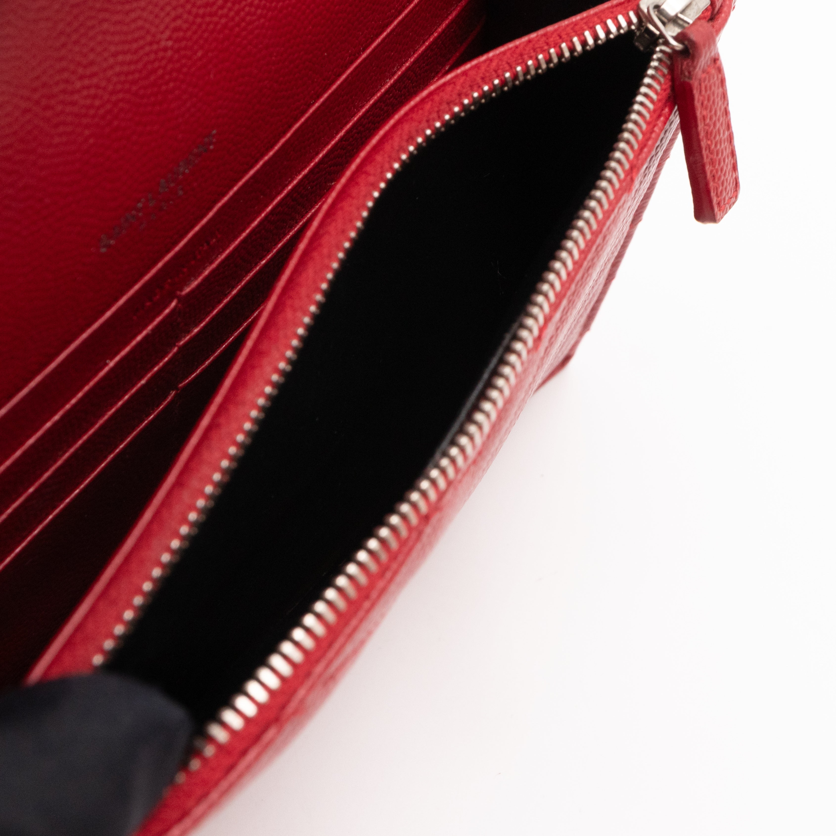 Cassandre Envelope Chain Wallet Red Grained Leather