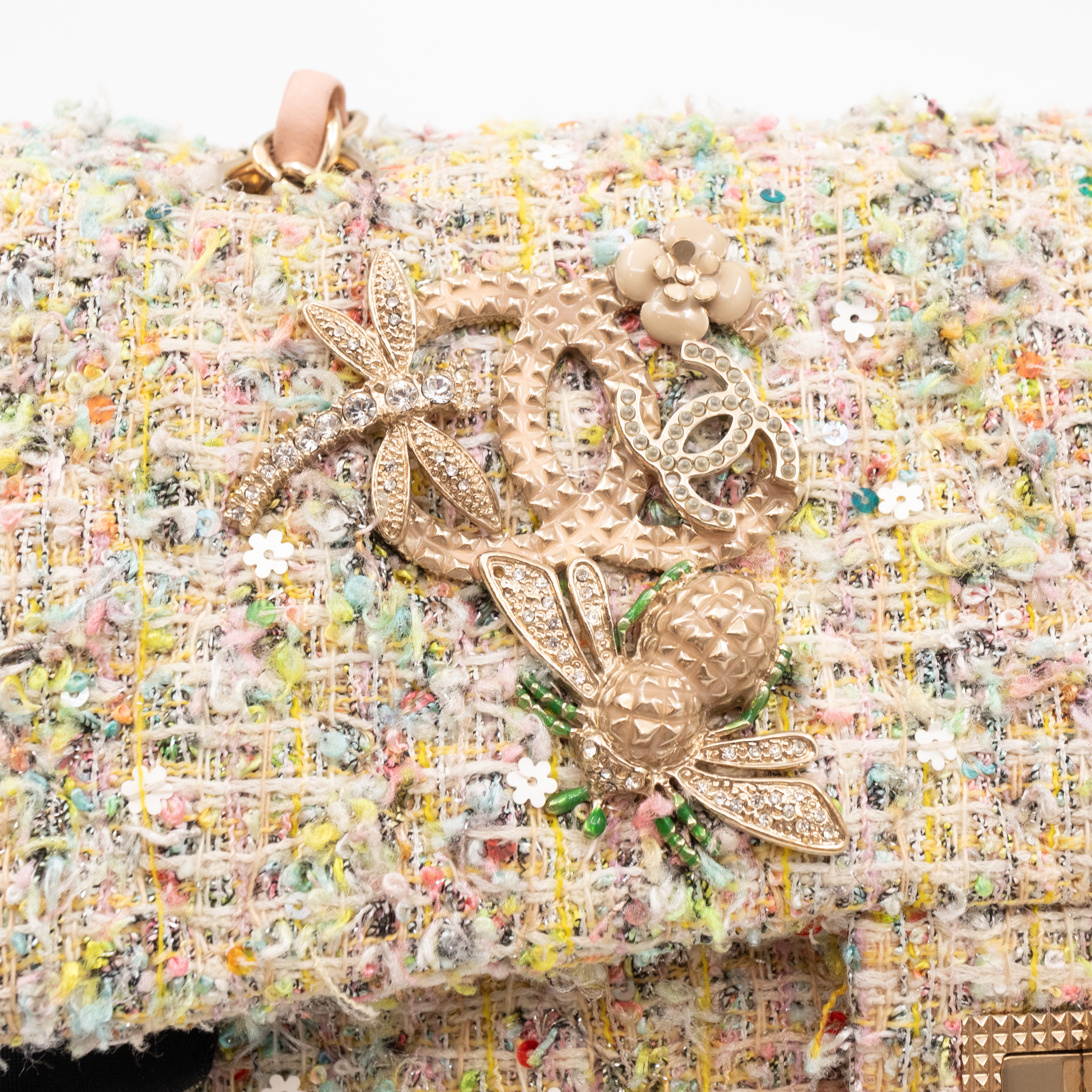 Gardens Charms 2.55 Reissue Flap Bag Multicolor Beige Tweed