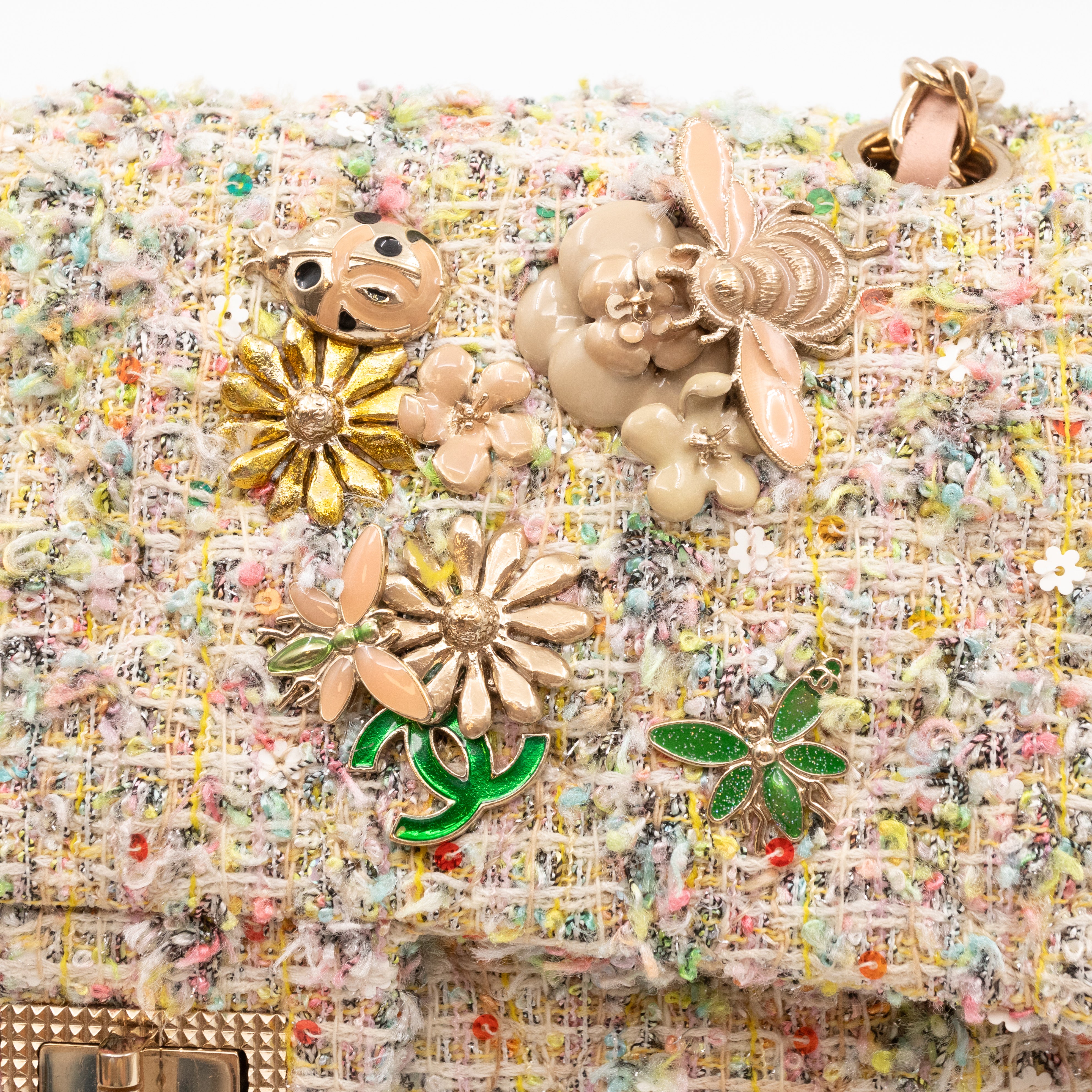 Gardens Charms 2.55 Reissue Flap Bag Multicolor Beige Tweed