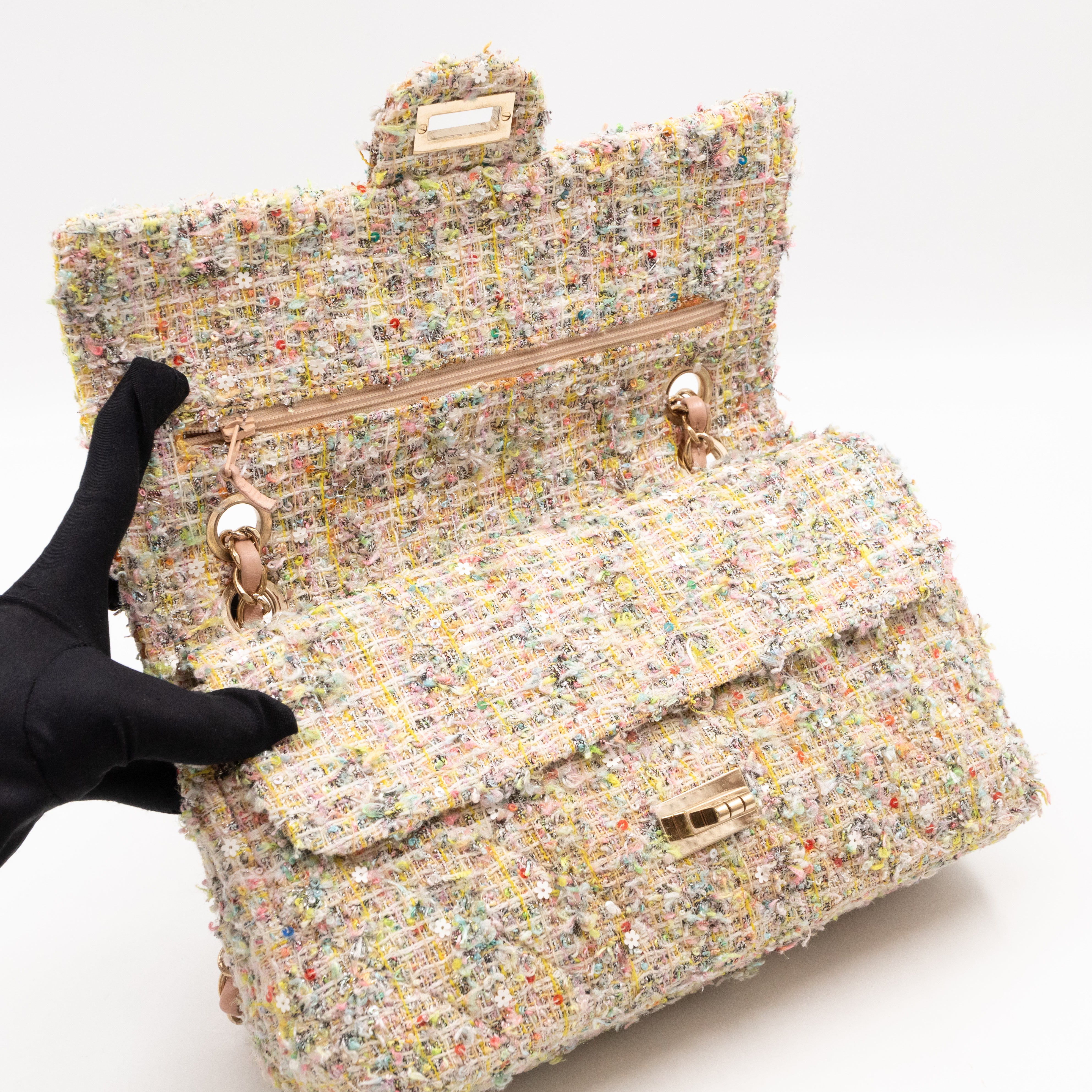 Gardens Charms 2.55 Reissue Flap Bag Multicolor Beige Tweed