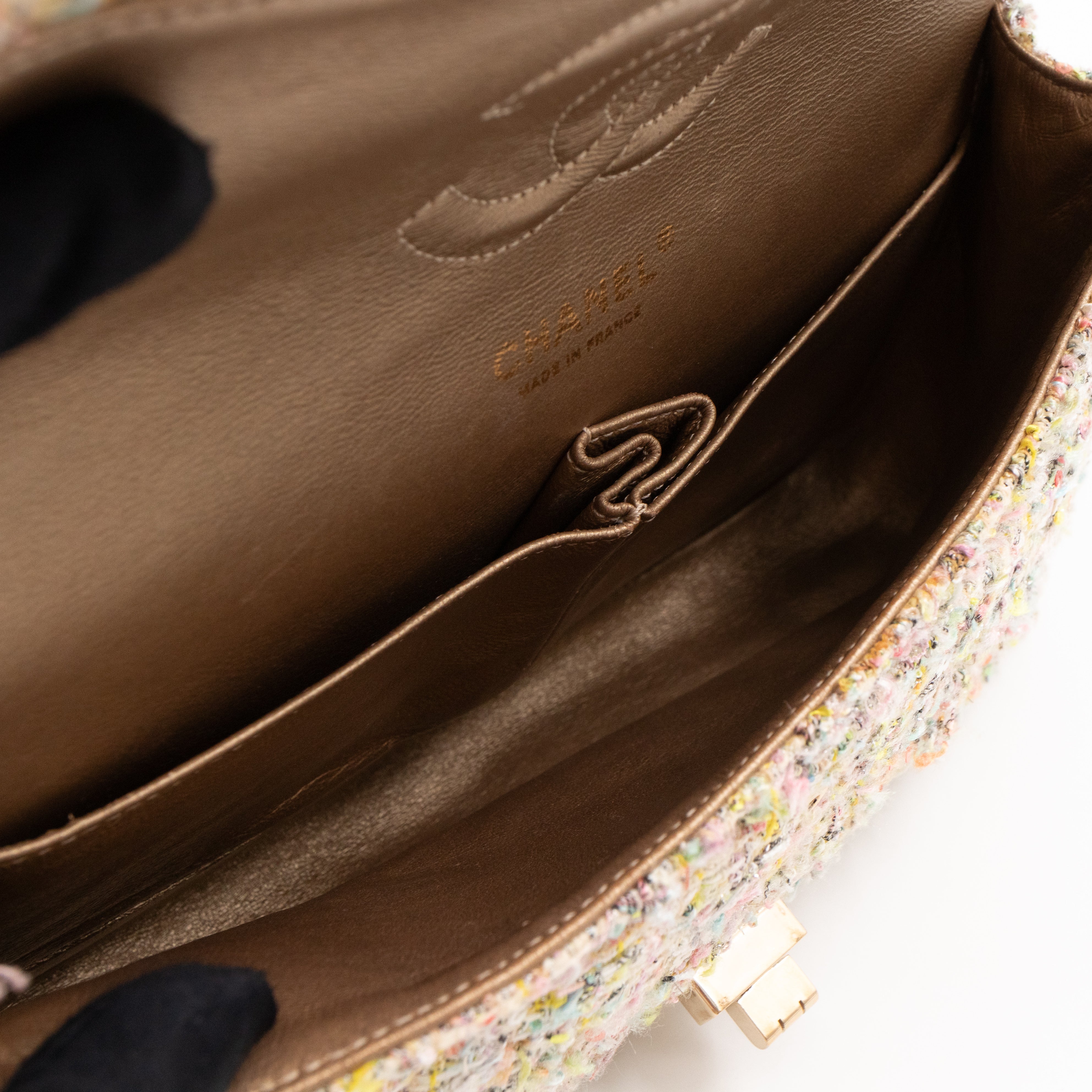 Gardens Charms 2.55 Reissue Flap Bag Multicolor Beige Tweed