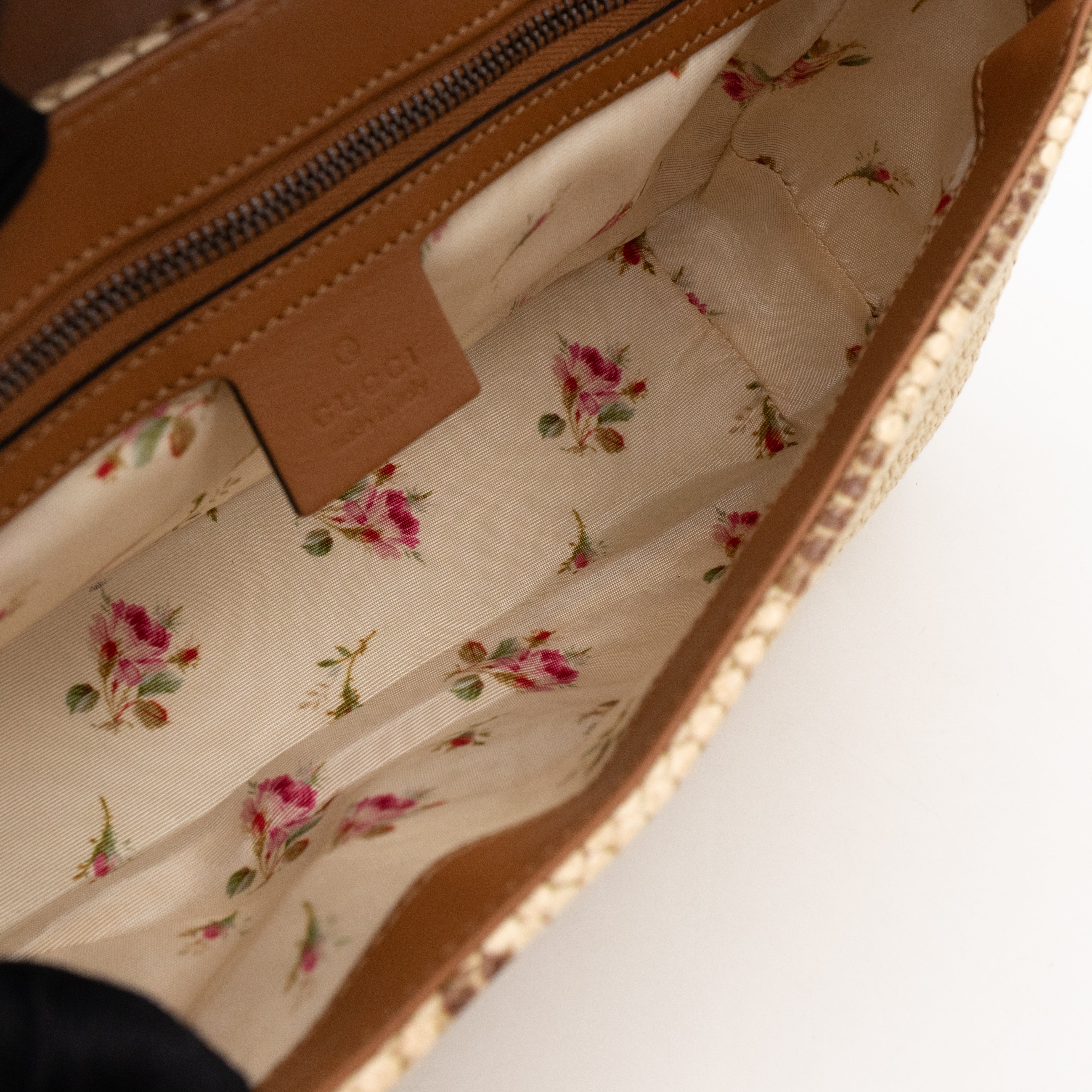 GG Marmont Small Flap Bag Natural Matelasse Raffia & Snakeskin