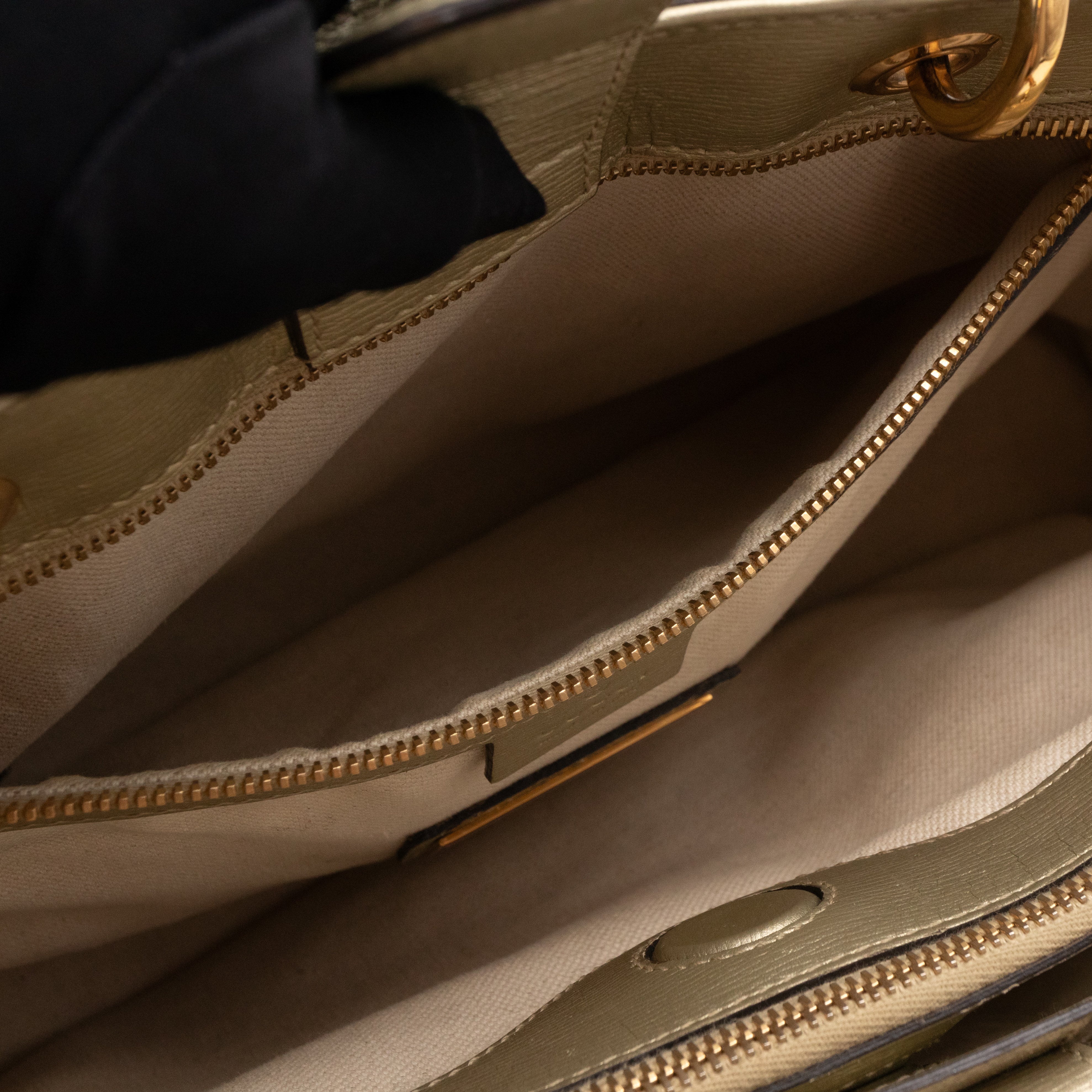 Bamboo Shopper Tote Champagne Leather with Floral Print