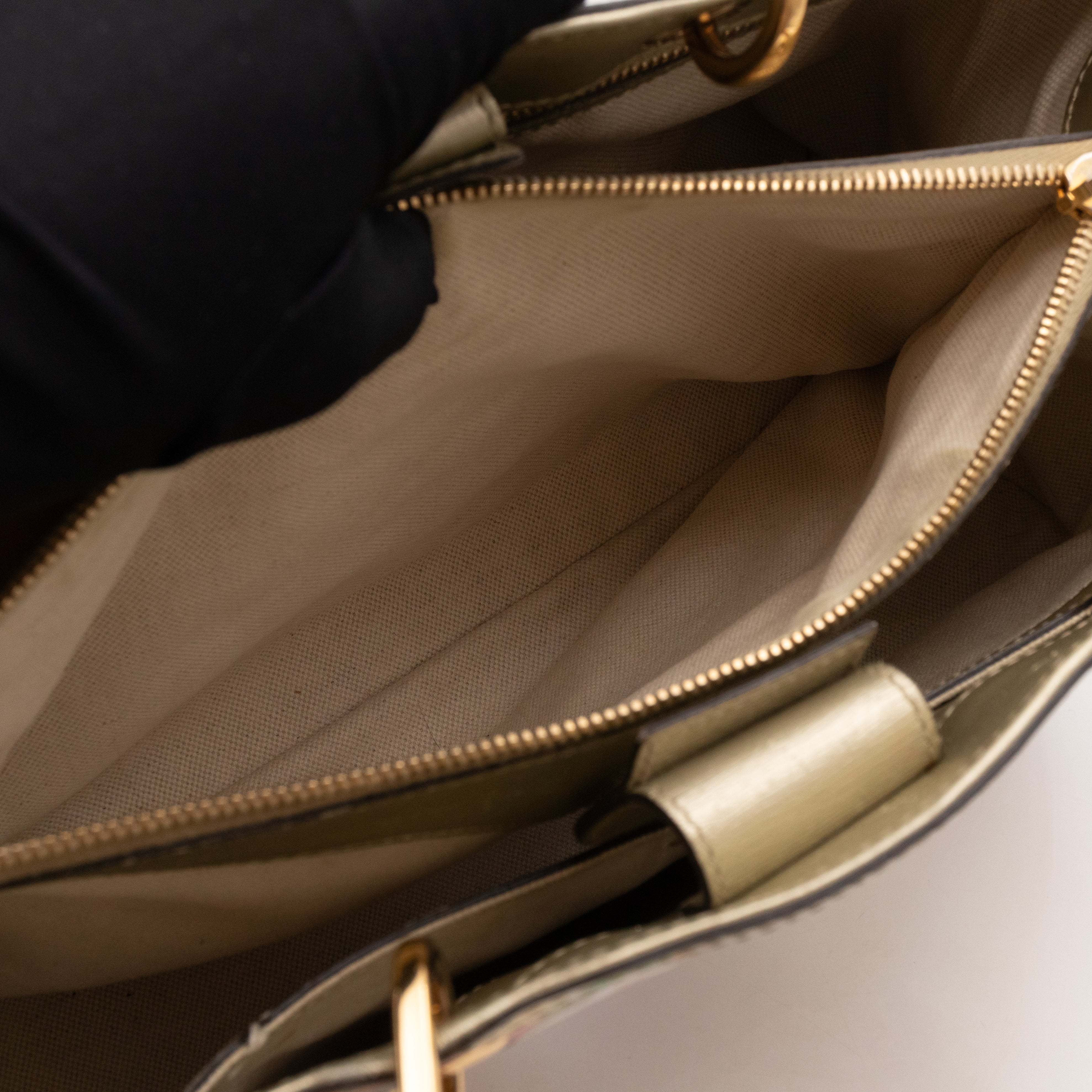 Bamboo Shopper Tote Champagne Leather with Floral Print