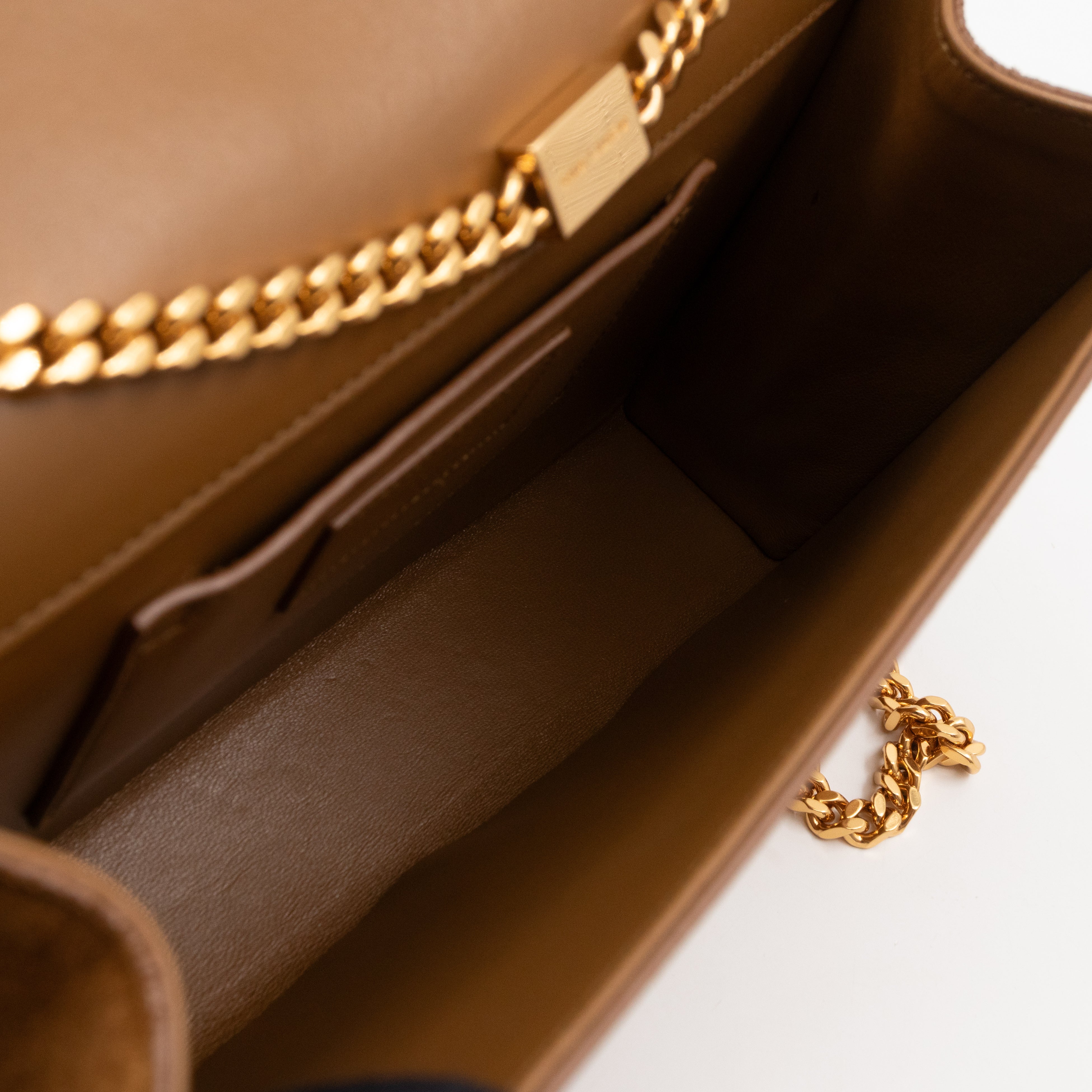 Kate Medium Tassel Brown Suede Leather Gold