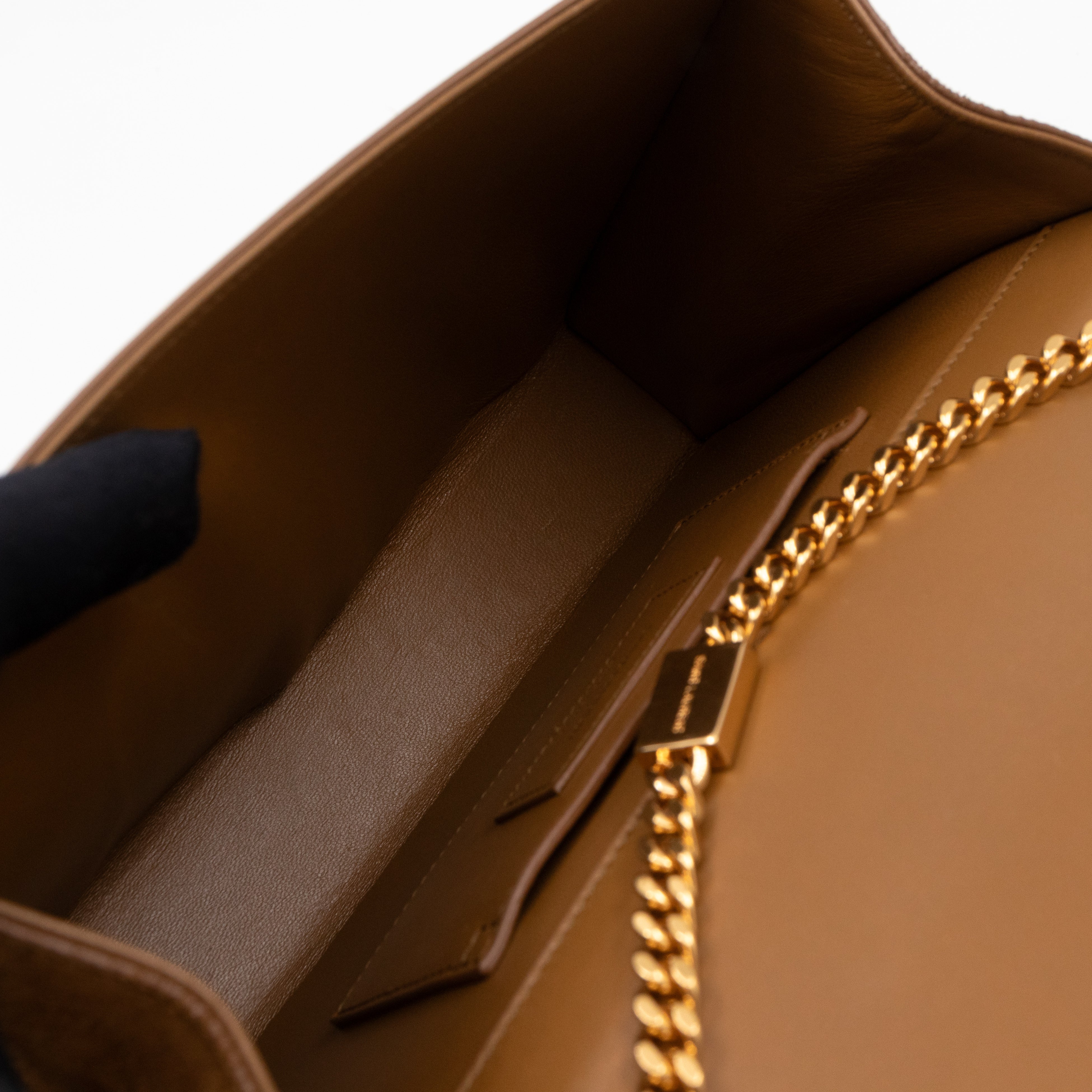 Kate Medium Tassel Brown Suede Leather Gold