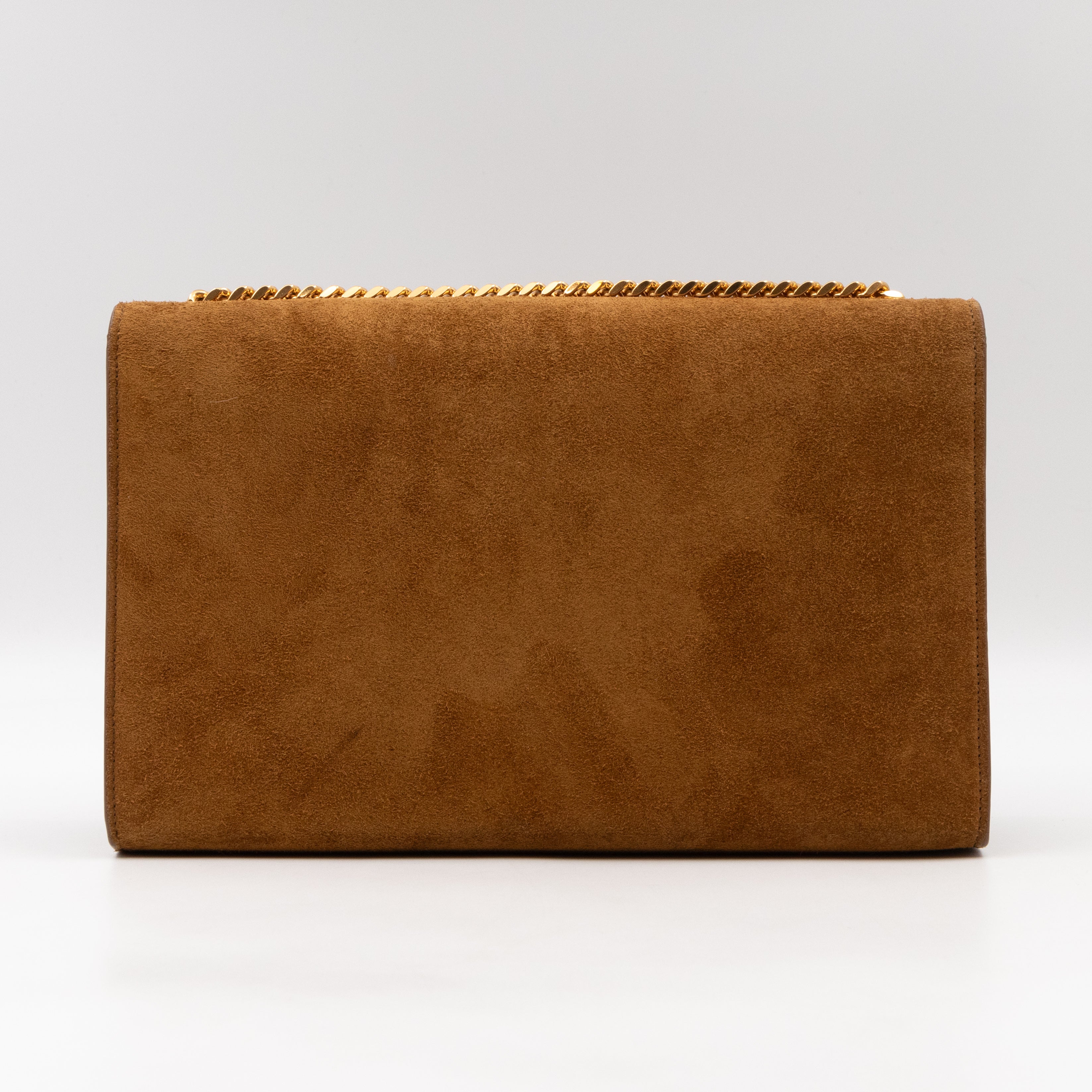 Kate Medium Tassel Brown Suede Leather Gold