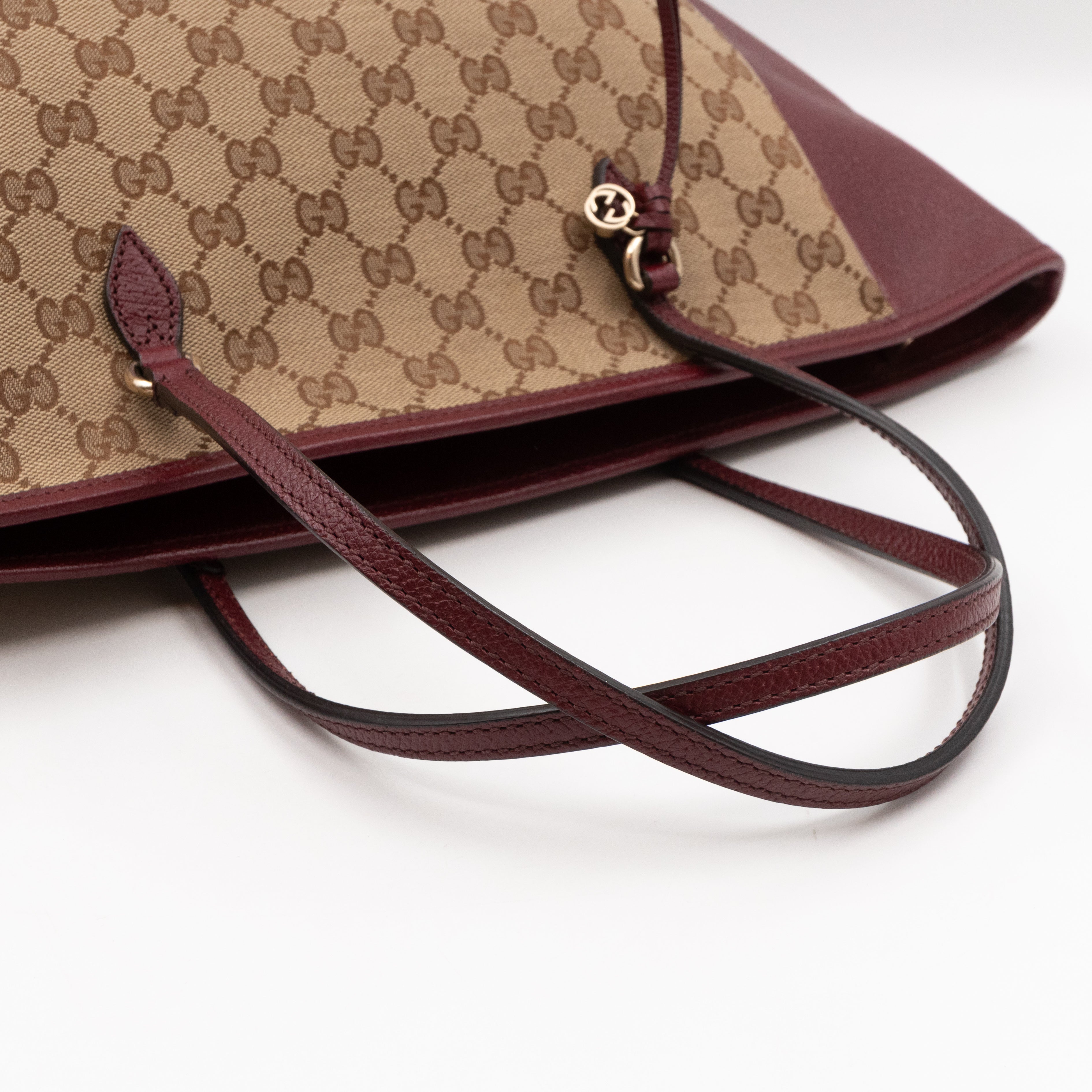 Bree Original Tote Medium GG Canvas Burgundy Leather