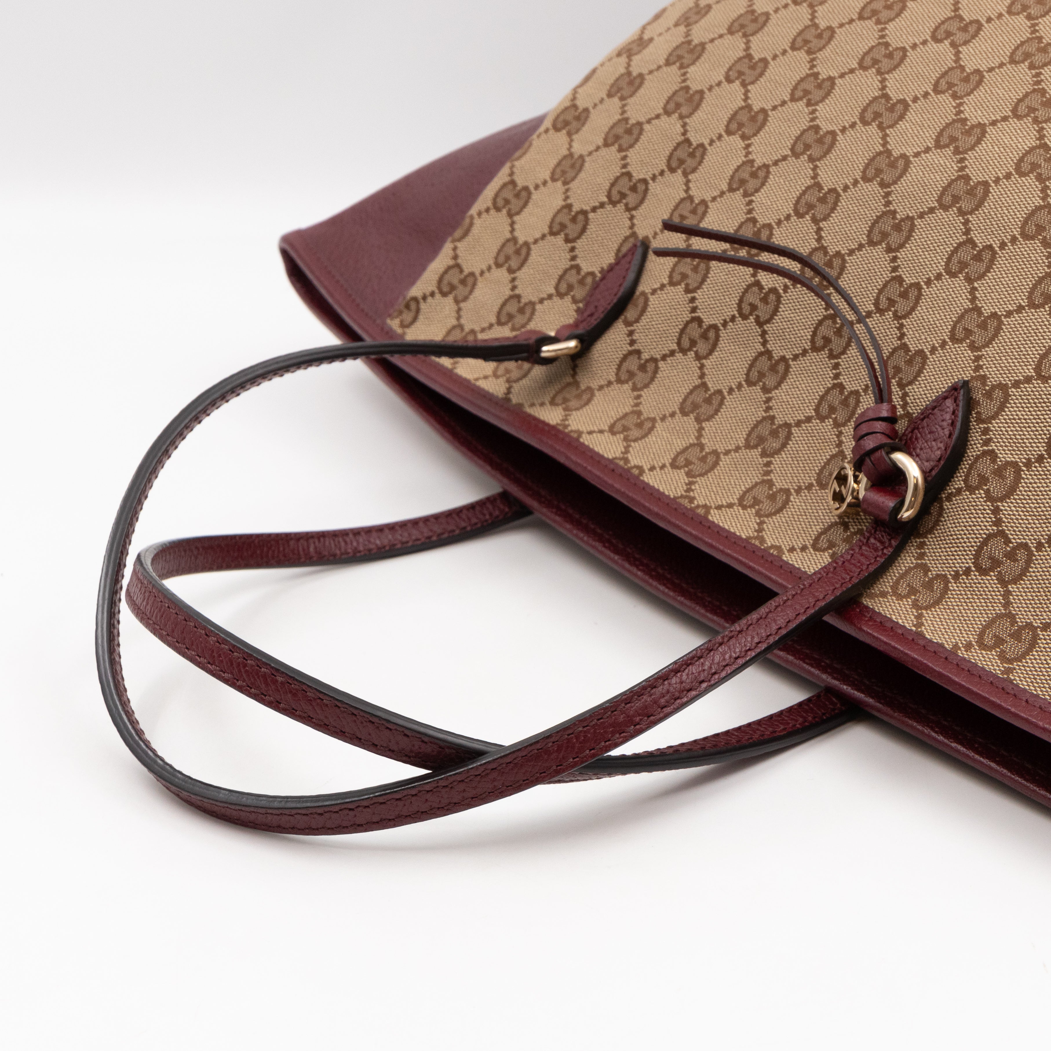 Bree Original Tote Medium GG Canvas Burgundy Leather