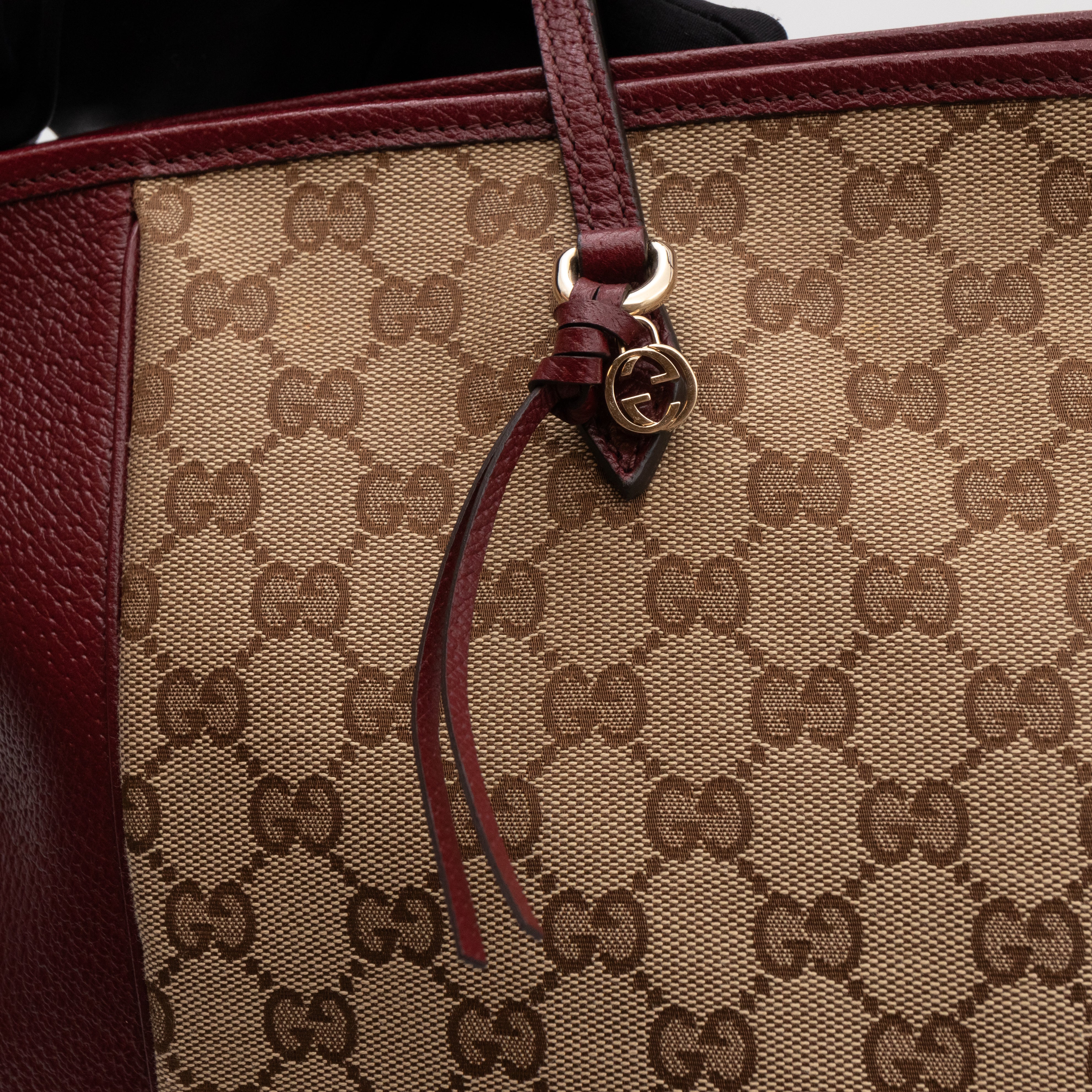 Bree Original Tote Medium GG Canvas Burgundy Leather