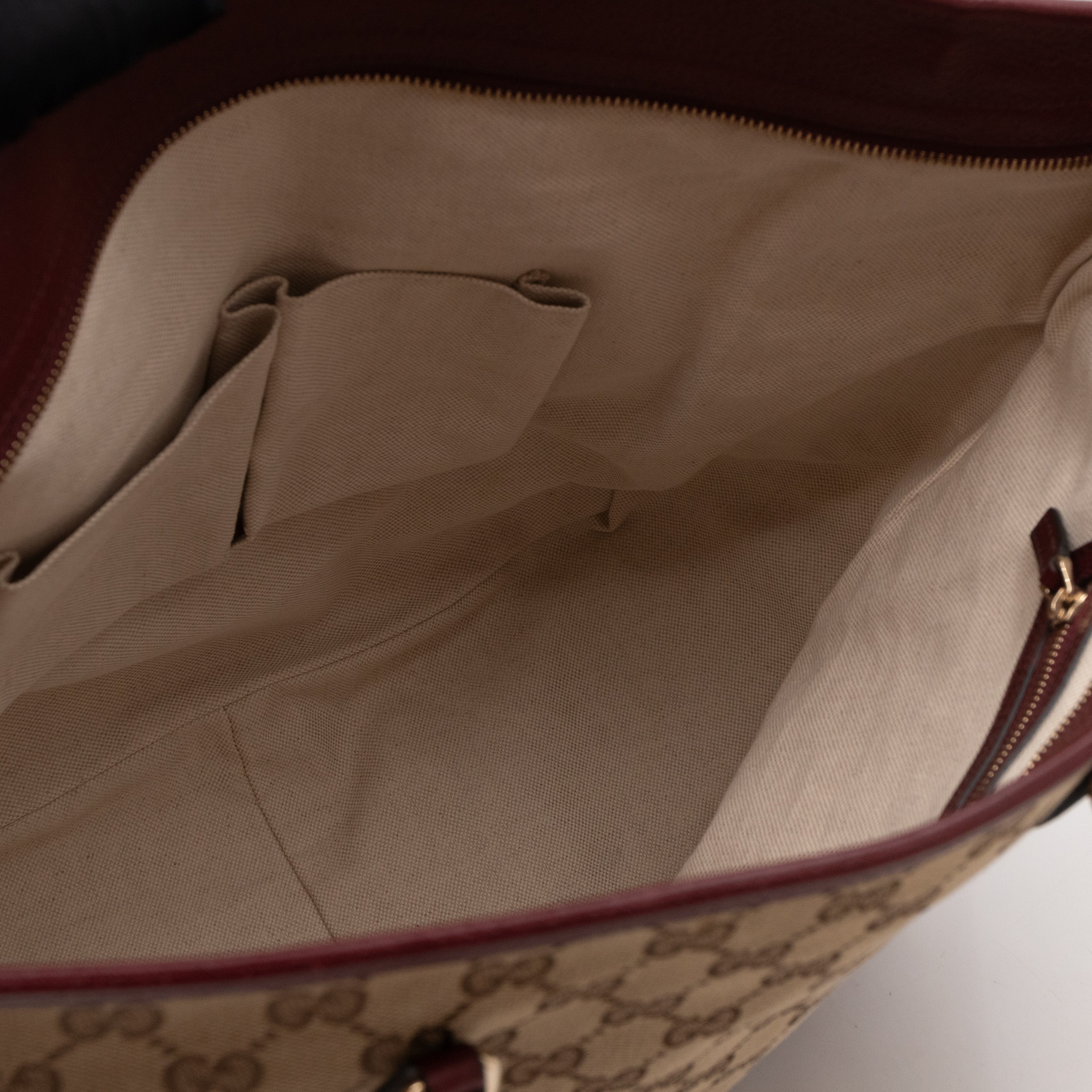 Bree Original Tote Medium GG Canvas Burgundy Leather