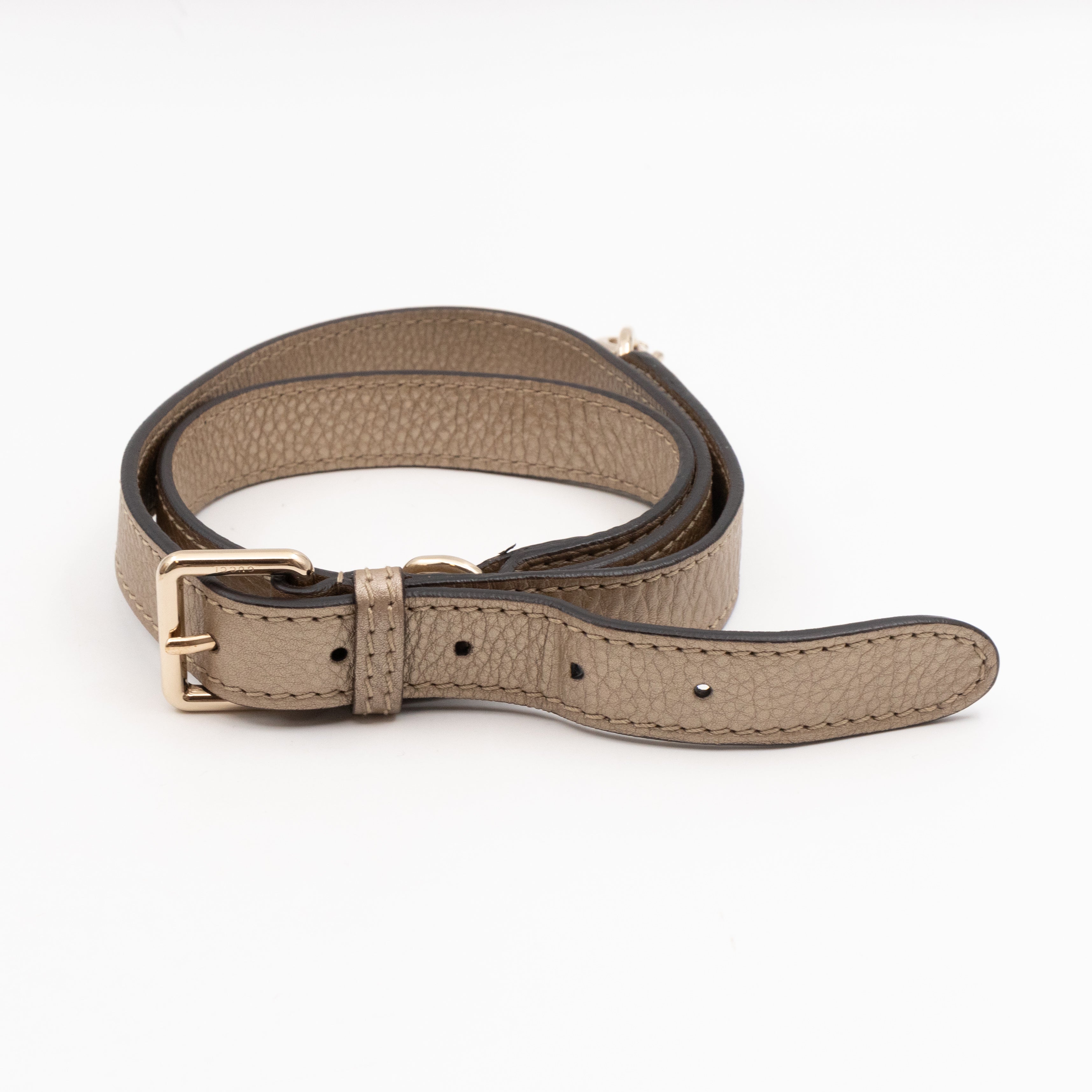 Bella Medium Flap Bag Champagne Metallic Leather