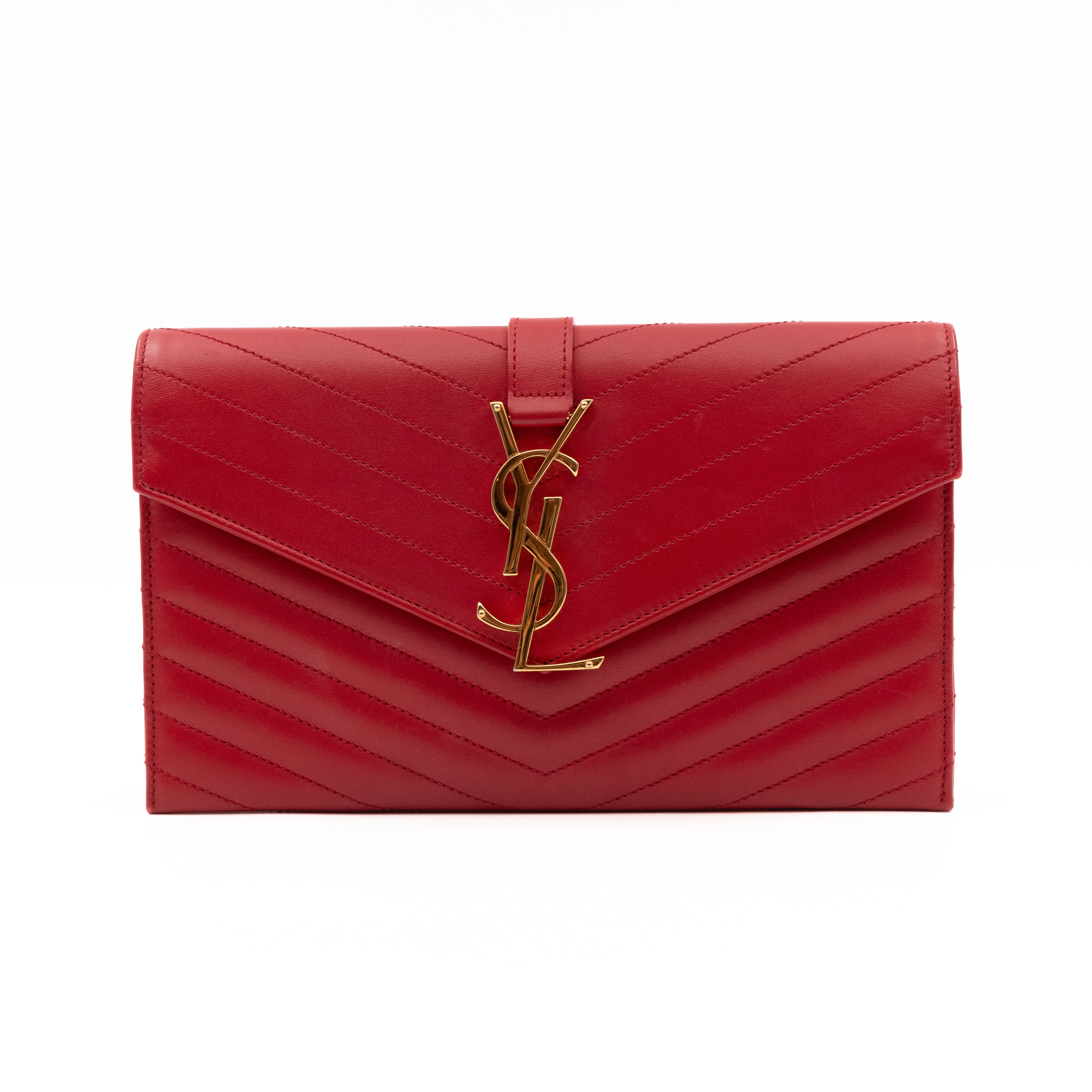 Envelope Clutch Red Smooth Leather