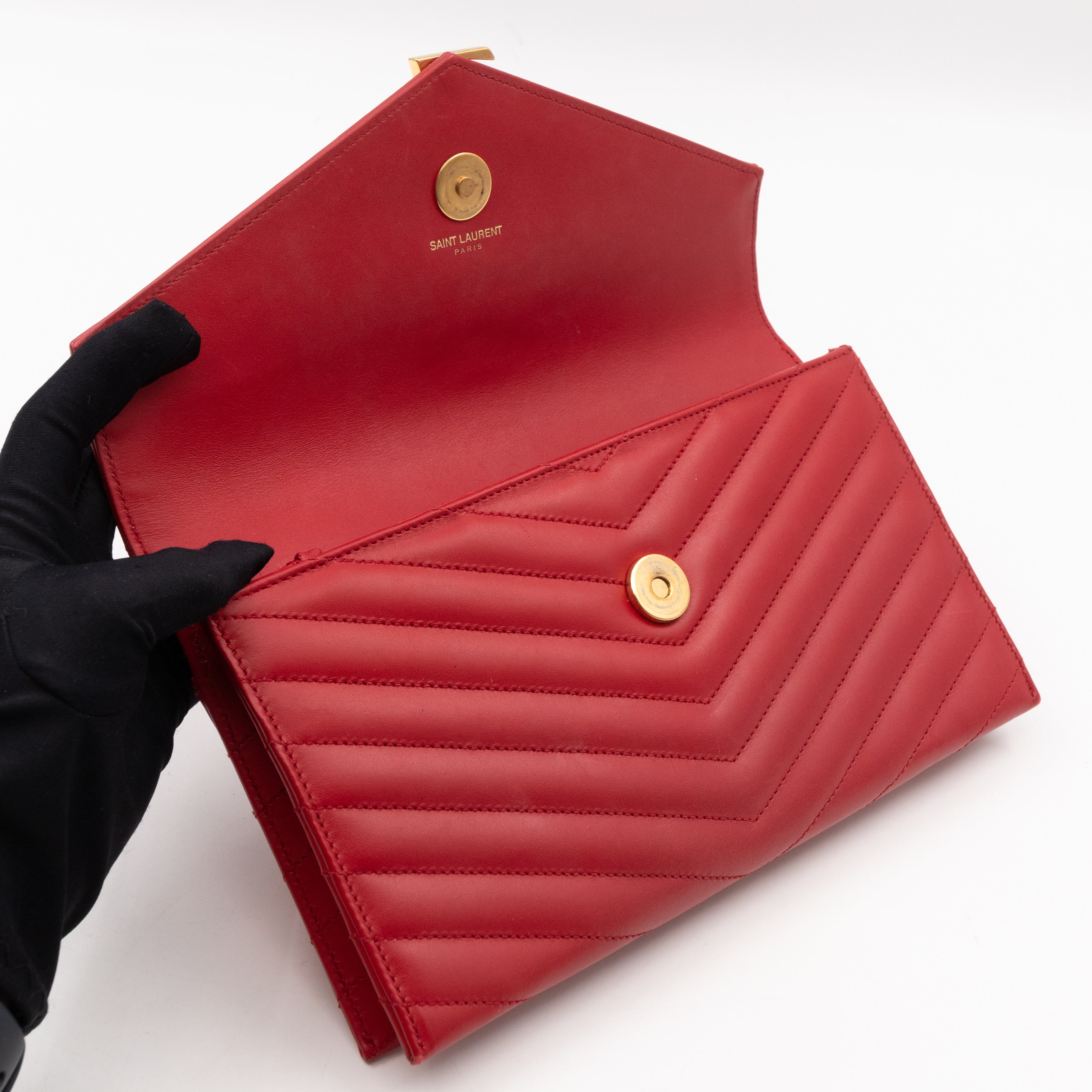 Envelope Clutch Red Smooth Leather