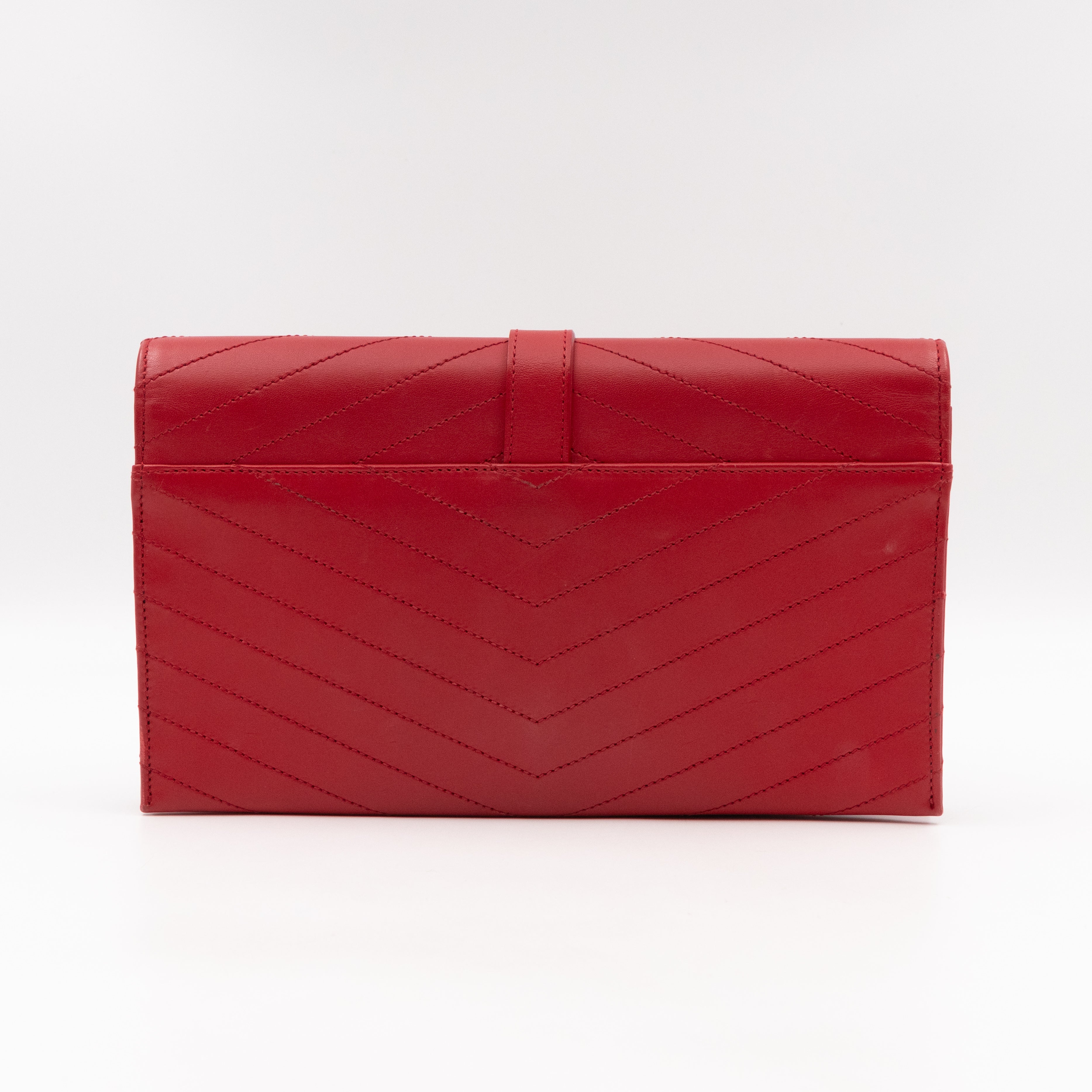 Envelope Clutch Red Smooth Leather