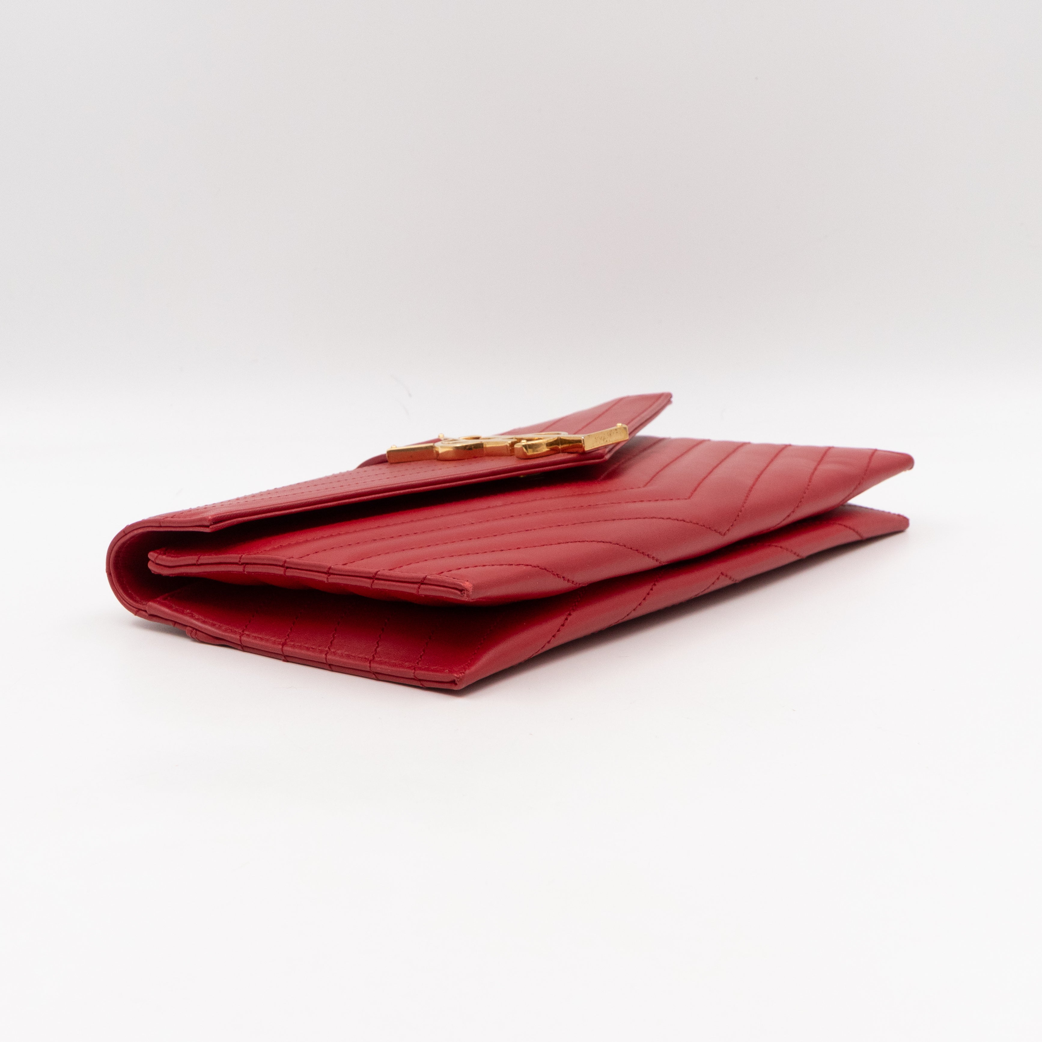 Envelope Clutch Red Smooth Leather