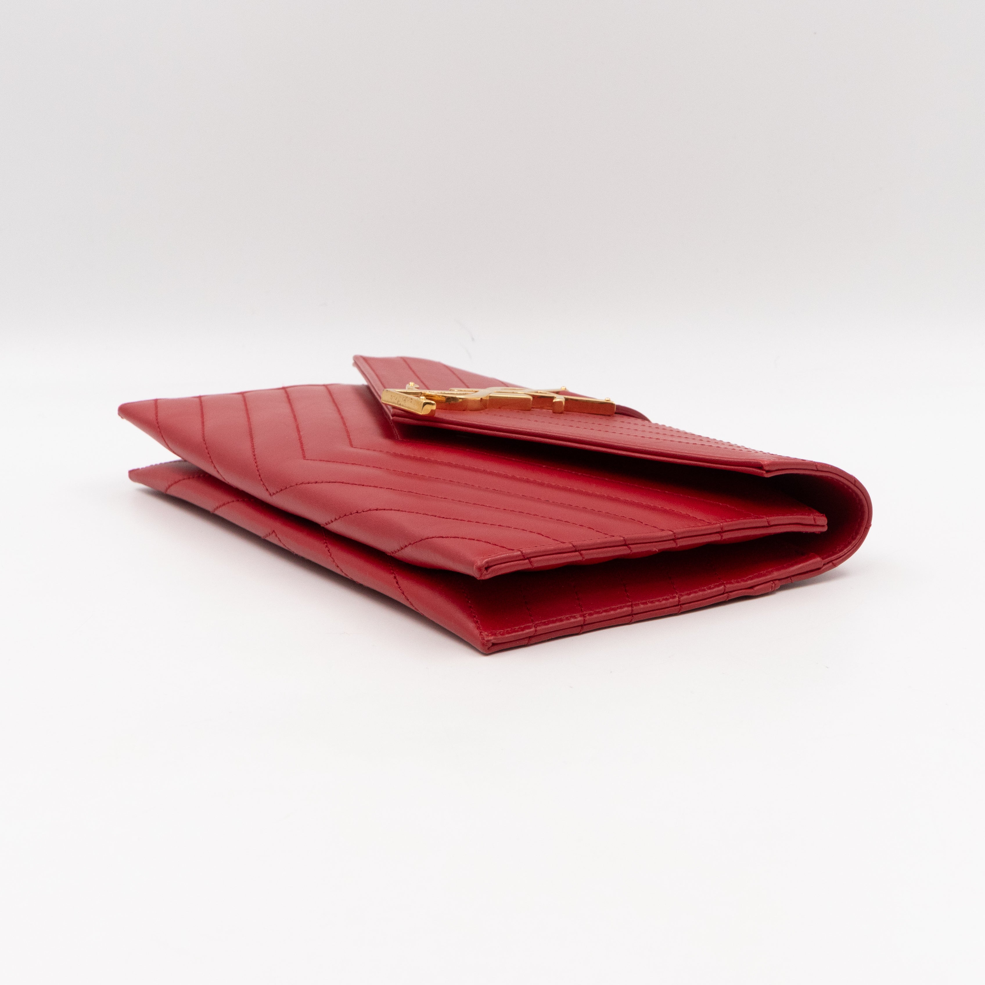 Envelope Clutch Red Smooth Leather