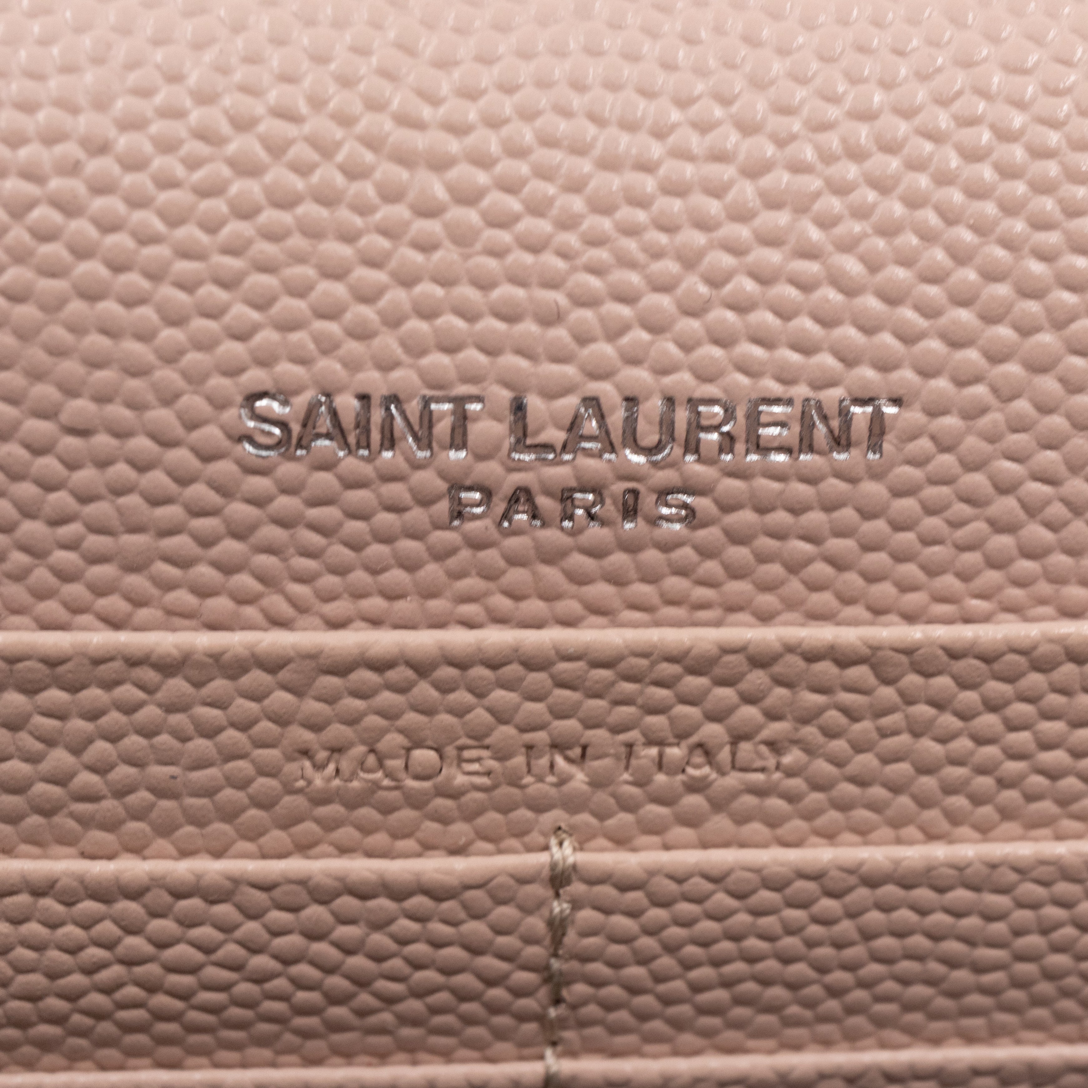 Cassandre Envelope Chain Wallet Rose Beige Grained Leather