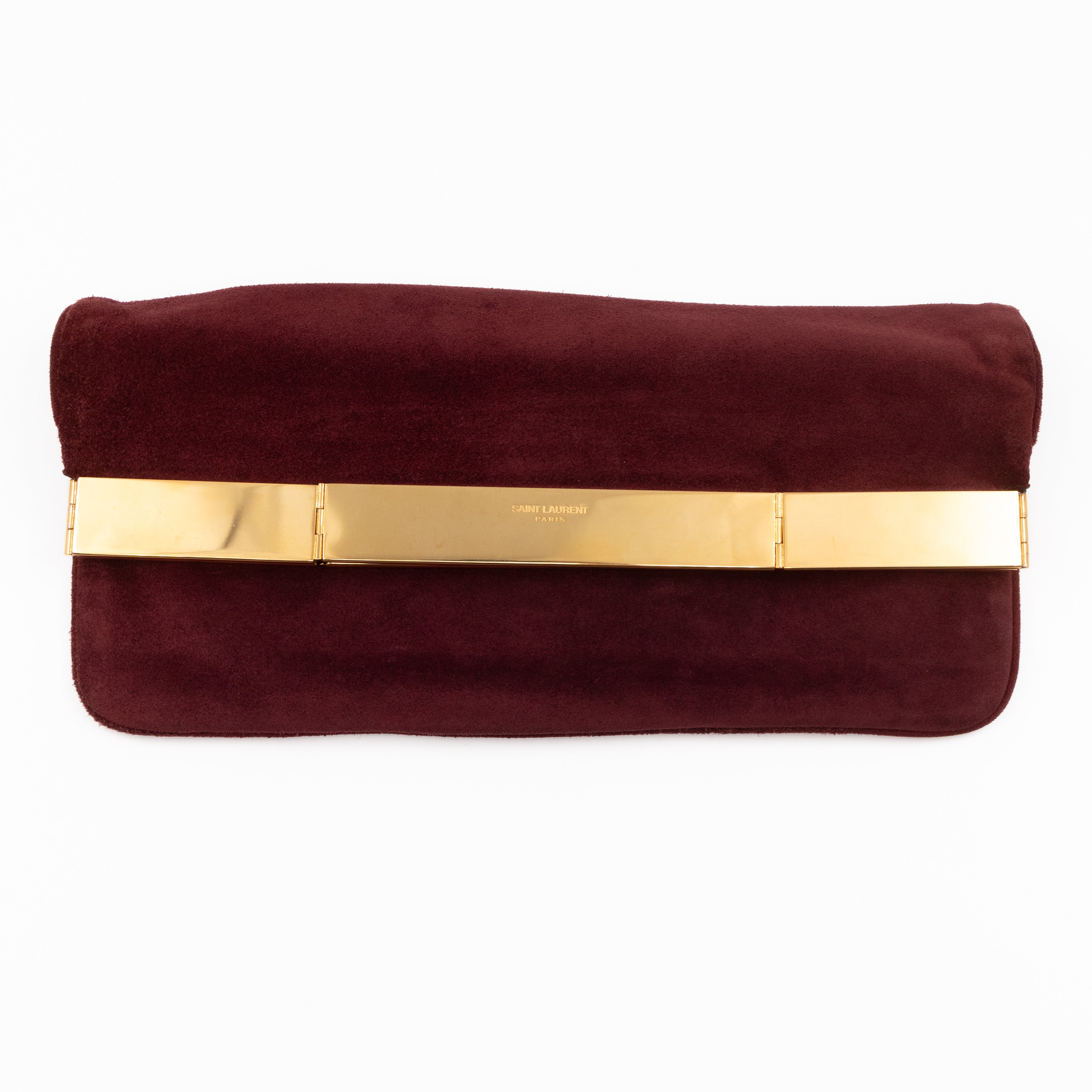 Courtney Fold-Over Clutch Burgundy Suede