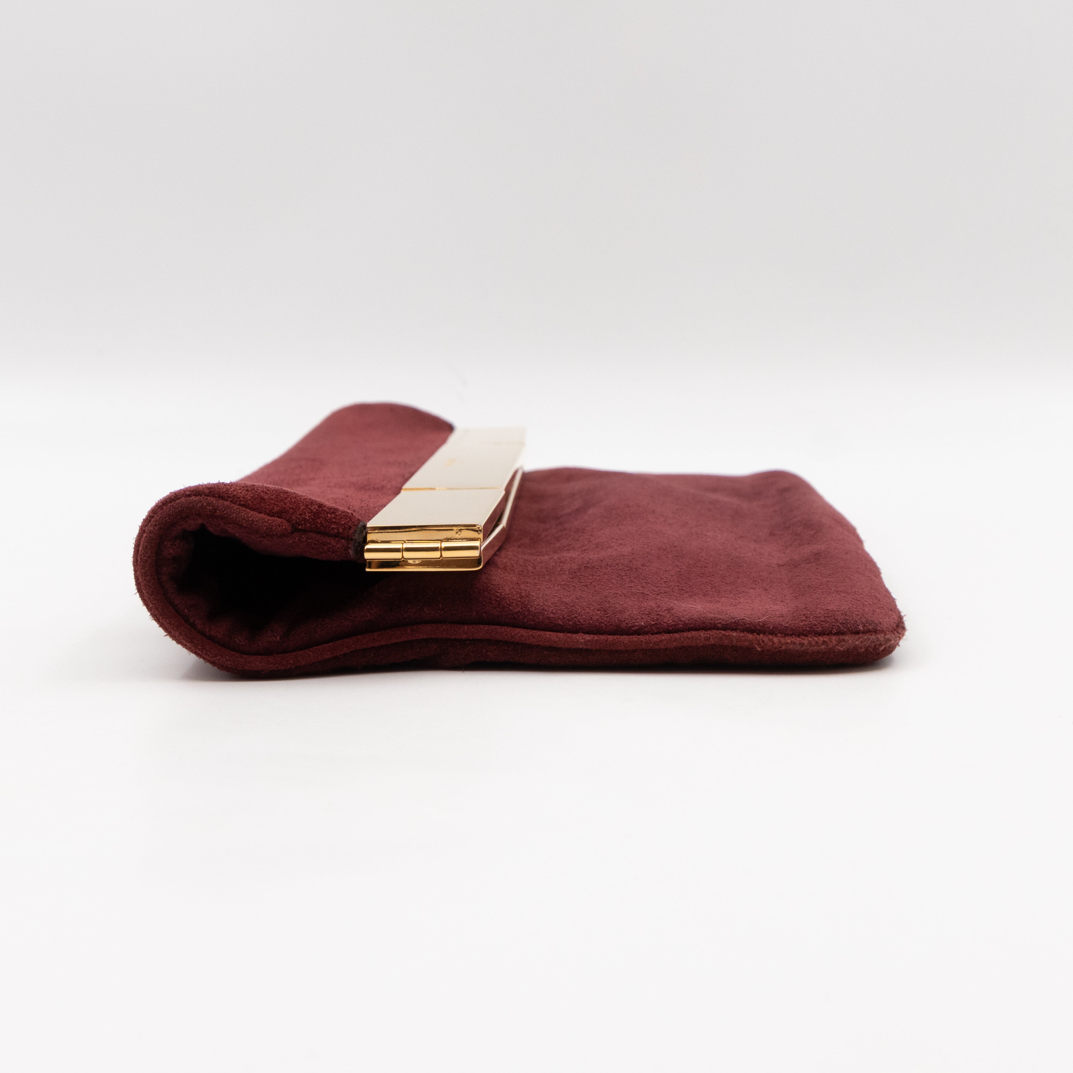 Courtney Fold-Over Clutch Burgundy Suede