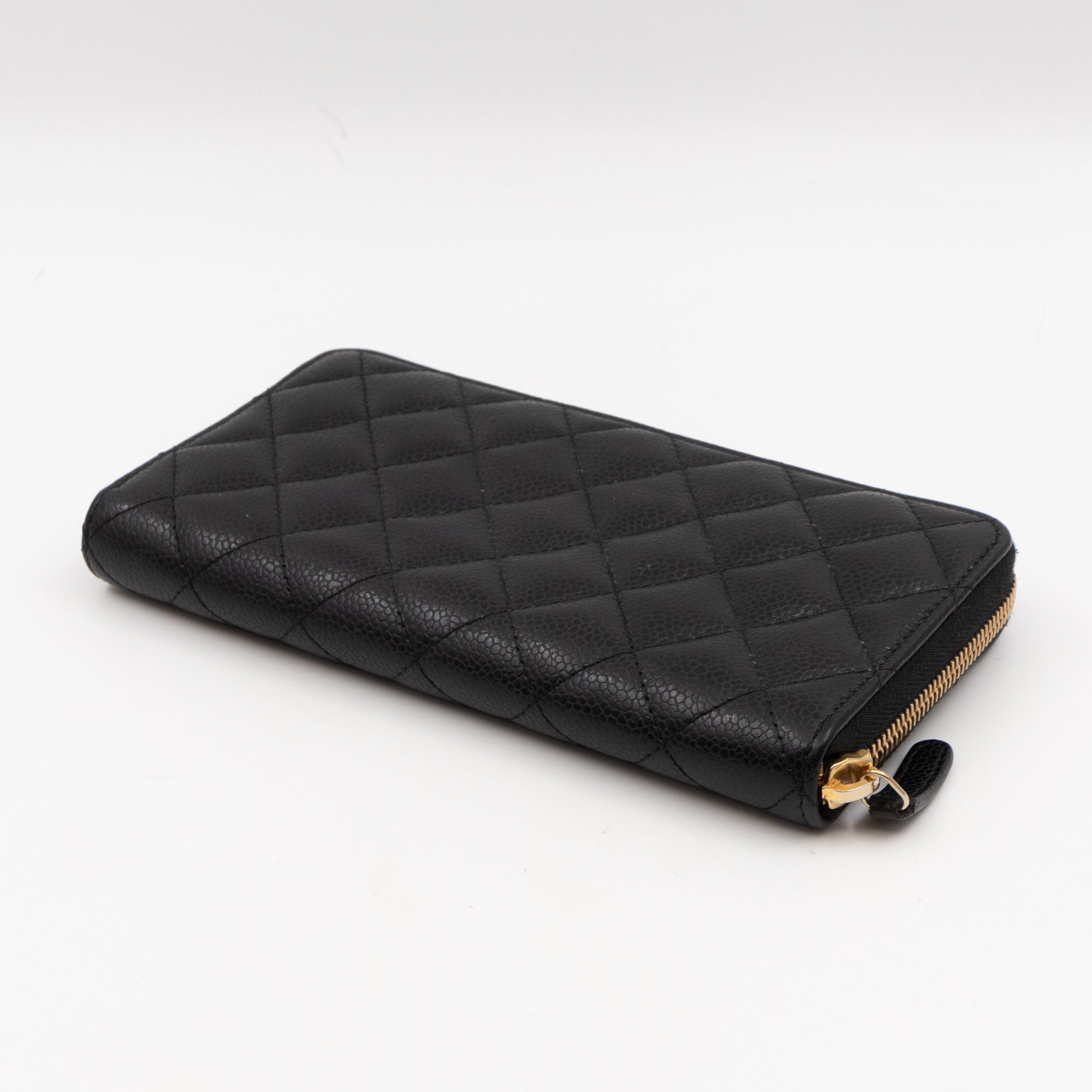 Zip Around Wallet Black Caviar Leather