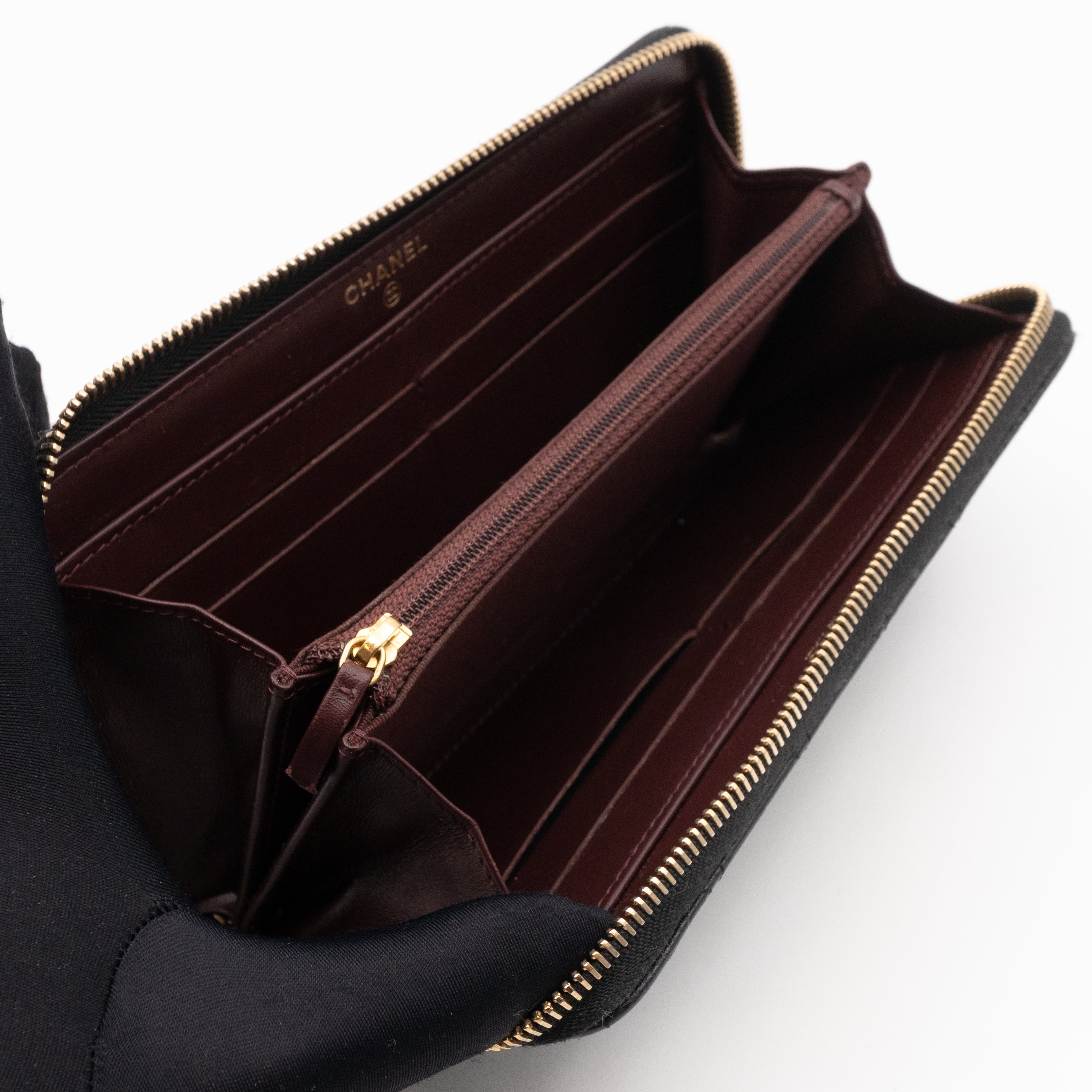 Zip Around Wallet Black Caviar Leather