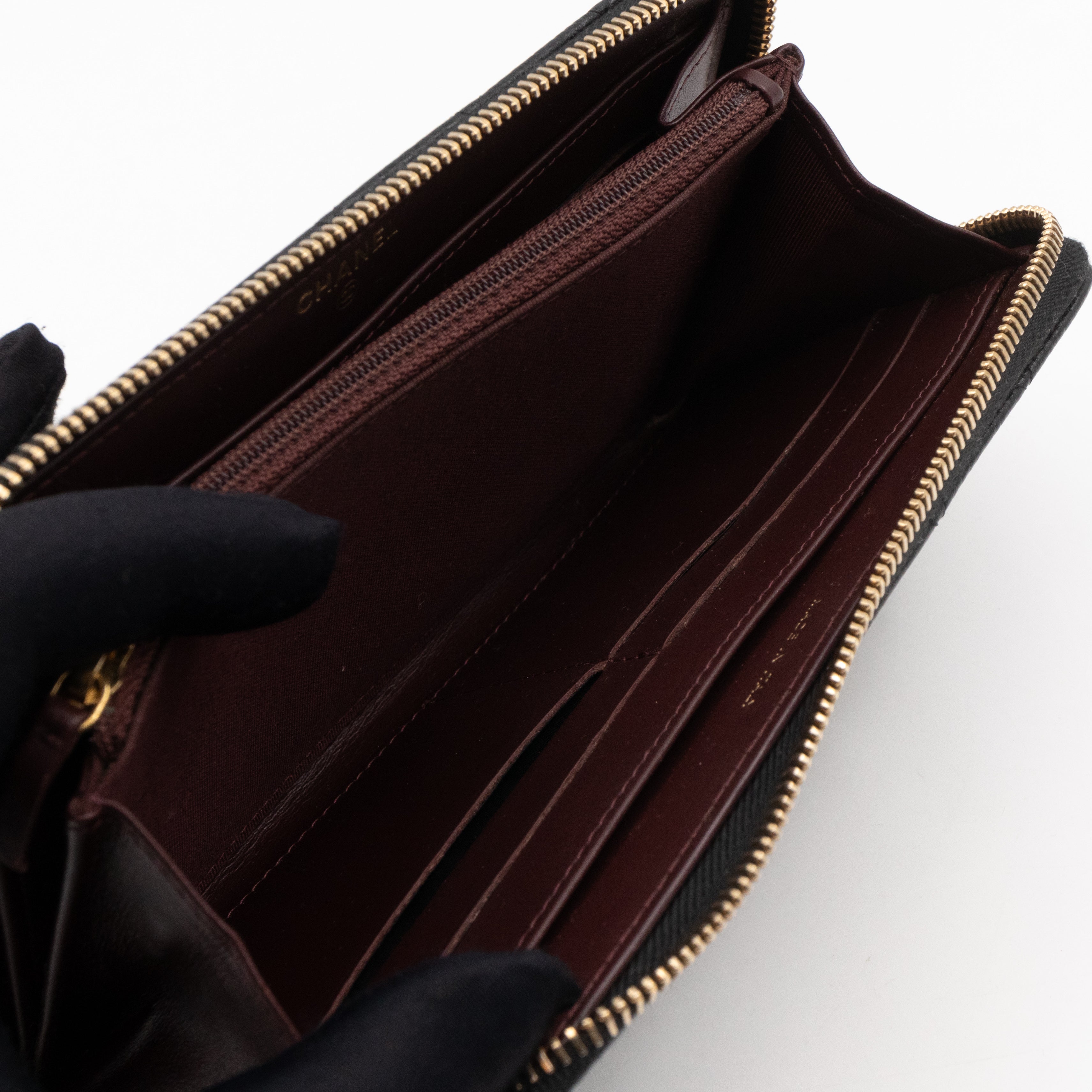 Zip Around Wallet Black Caviar Leather