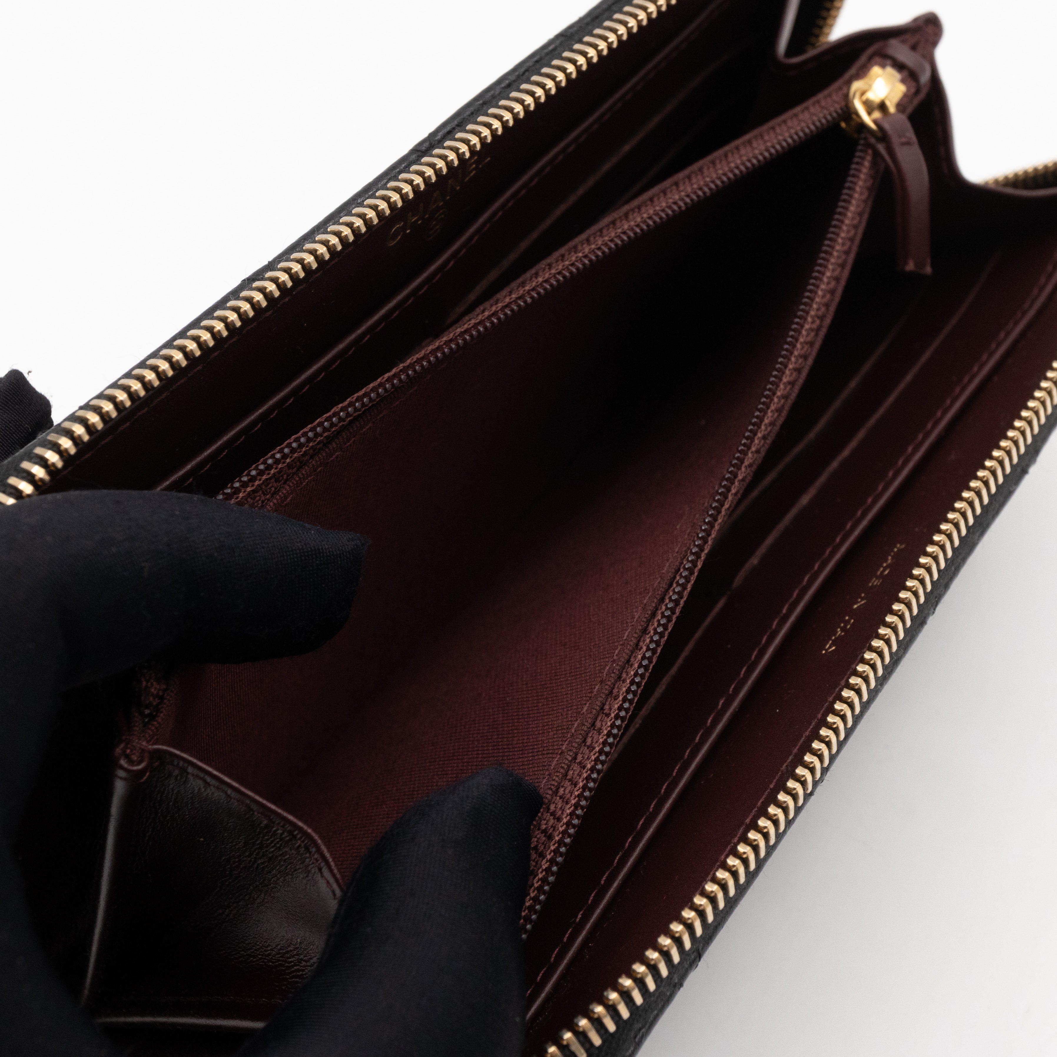 Zip Around Wallet Black Caviar Leather