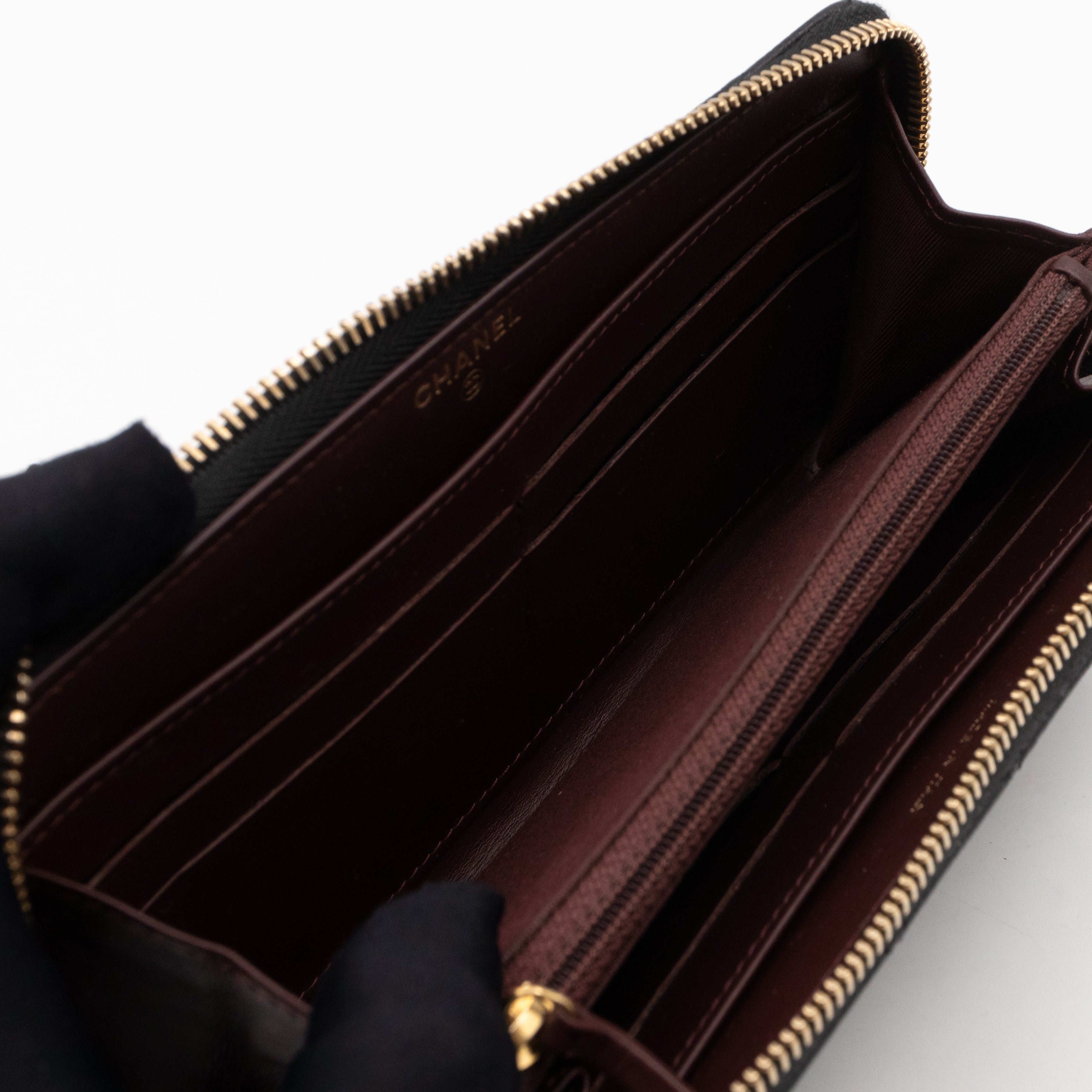 Zip Around Wallet Black Caviar Leather