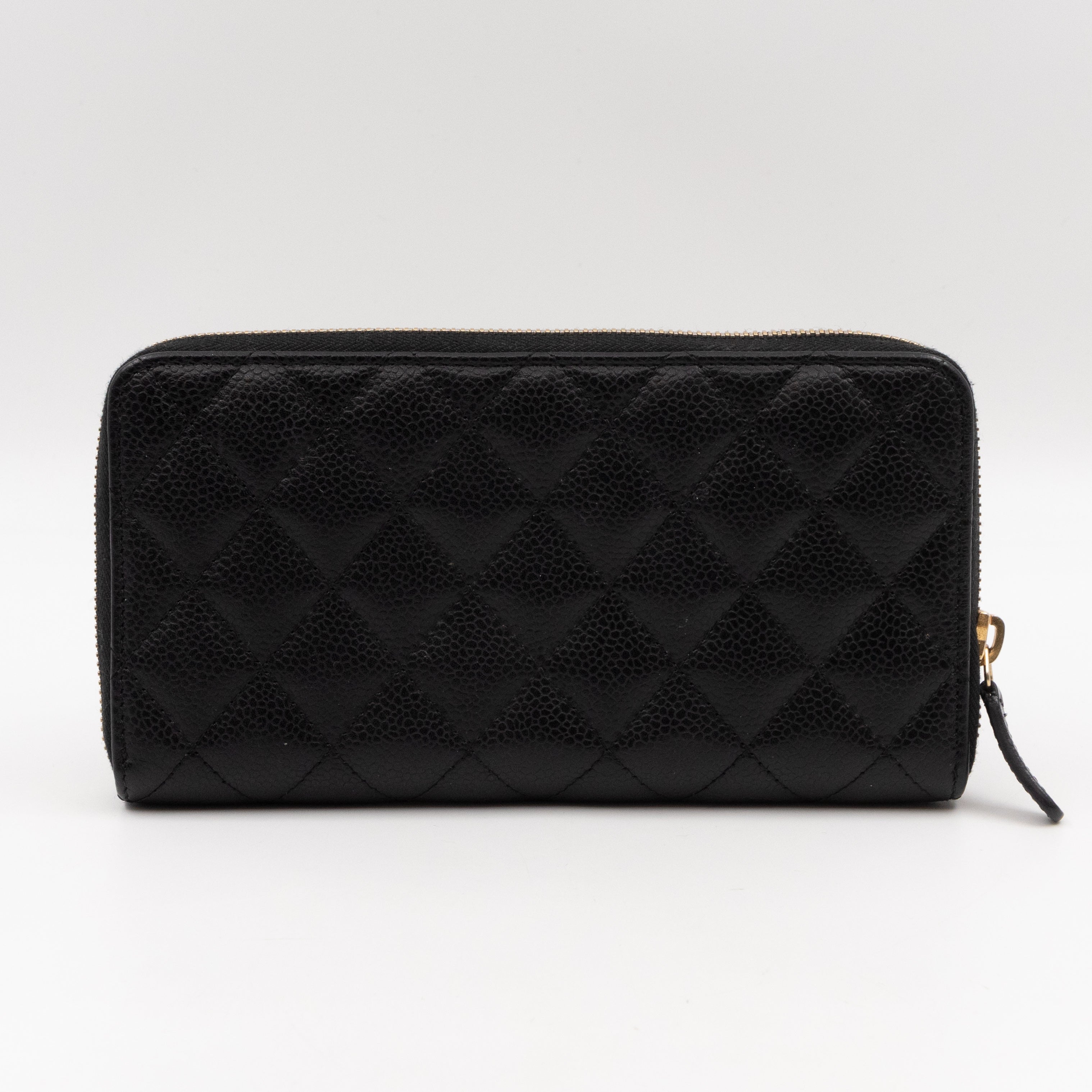 Zip Around Wallet Black Caviar Leather