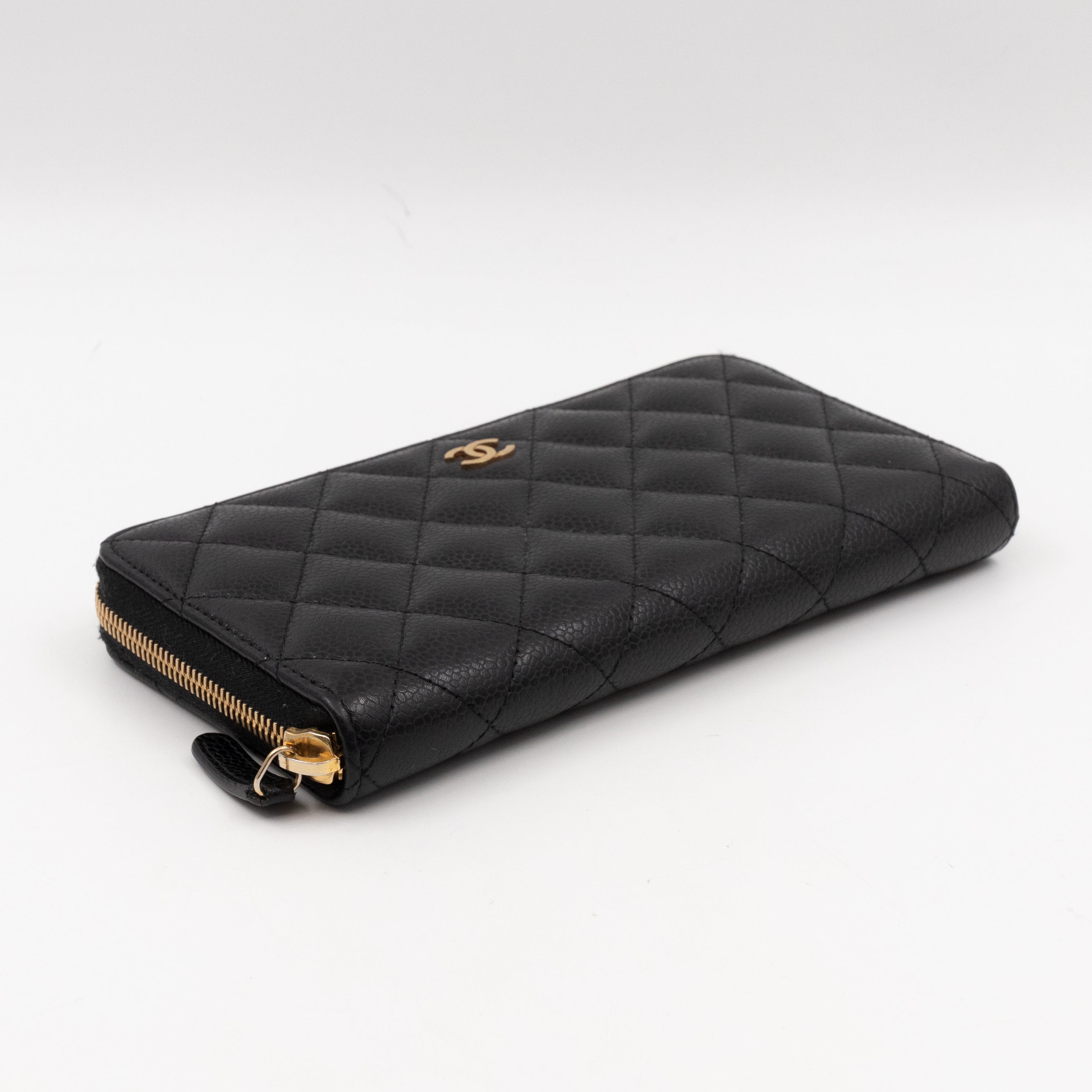 Zip Around Wallet Black Caviar Leather
